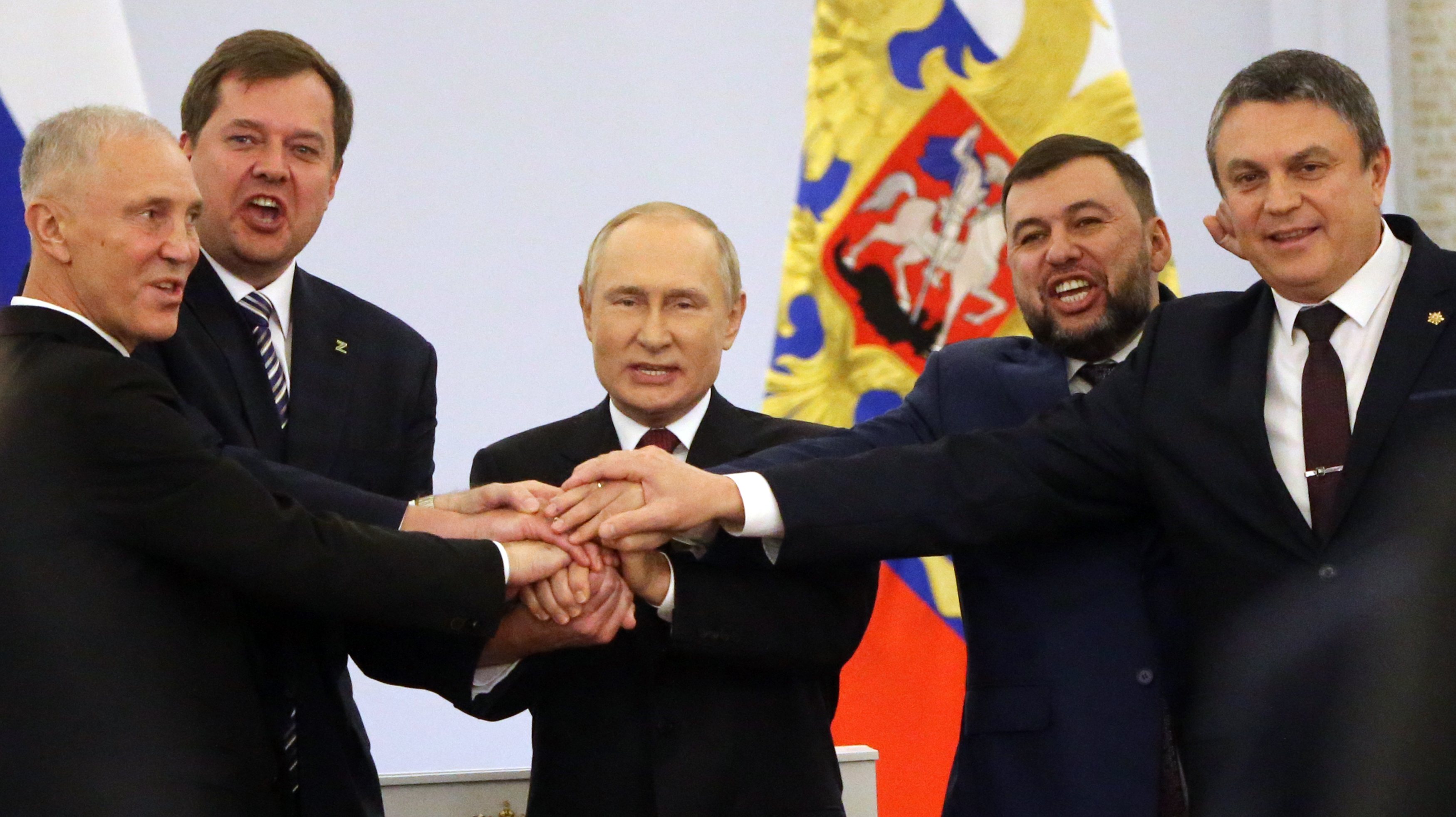 Russian President Vladimir Putin Hosts Ceremony With Separatist Leaders Of Ukrainian Regions After Referendum