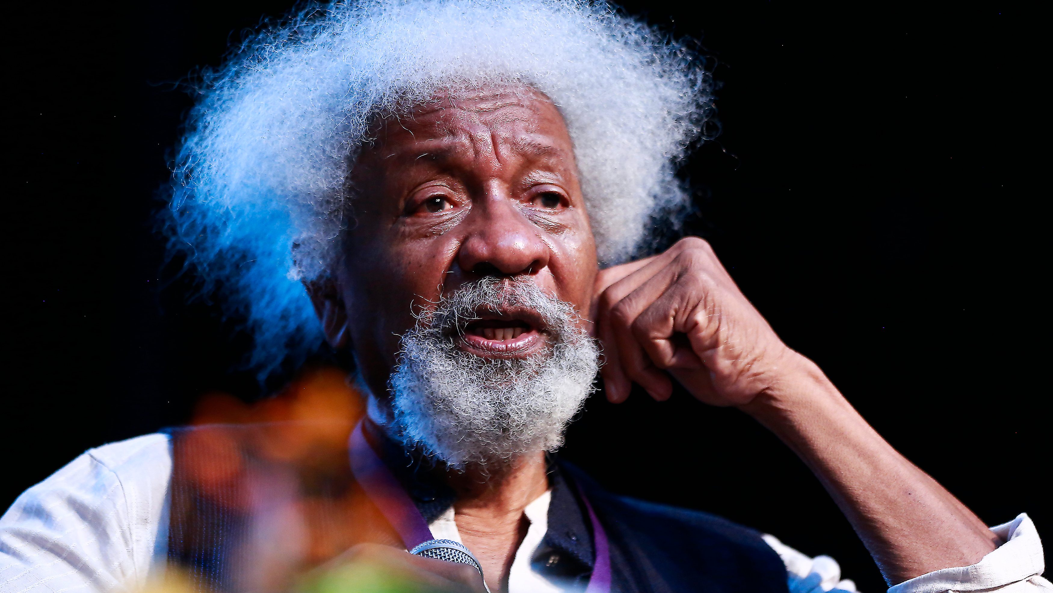 Wole Soyinka speaks during day 4 of the &#039;Hay Festival