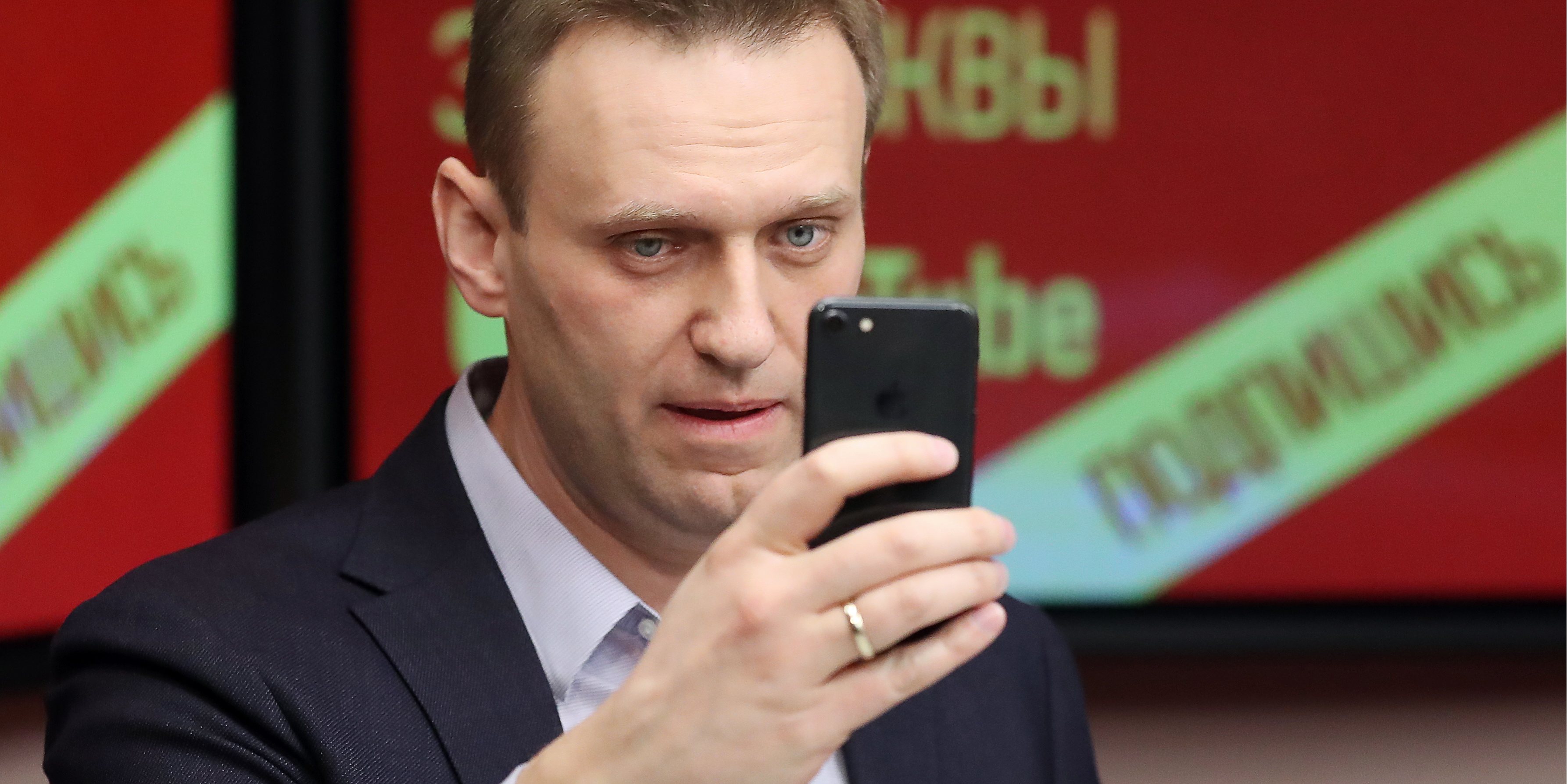 Opposition activist Alexei Navalny speaks on Ekho Moskvy Radio