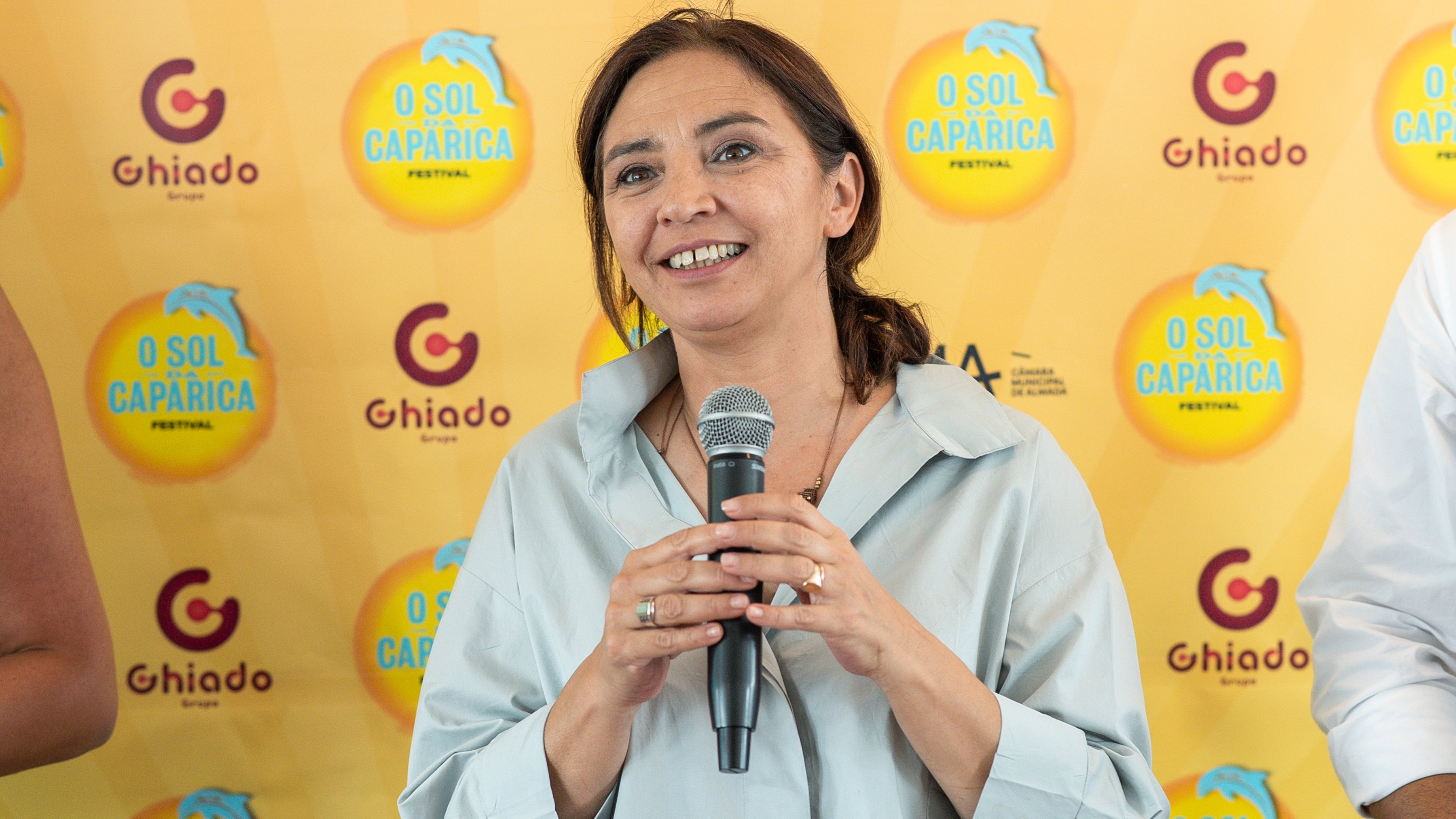 Inês de Medeiros, presidente da Câmara Municipal de Almada, na apresentação do Sol da Caparica 2022