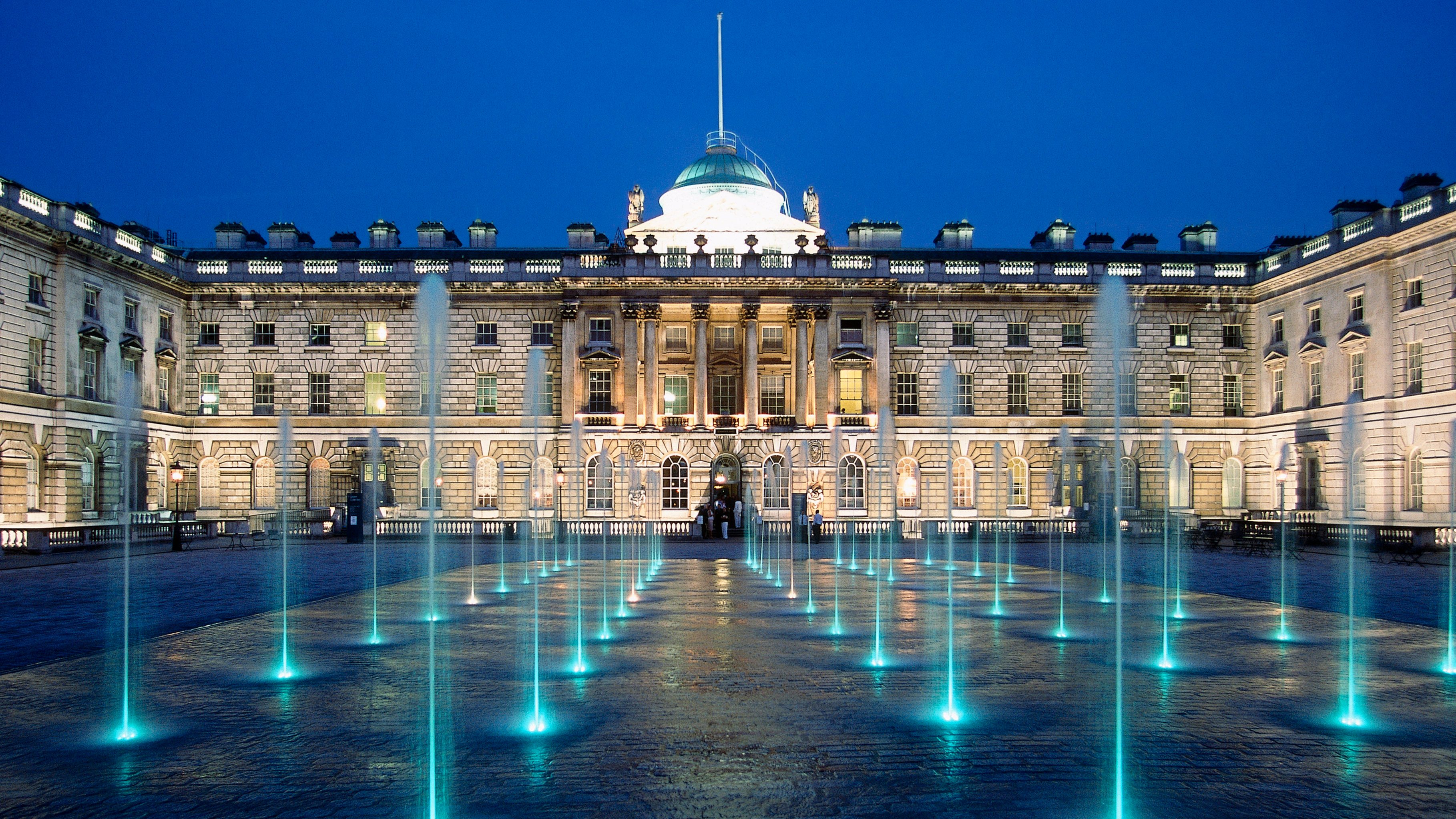 View of Somerset House at night, London, United Kingdom.