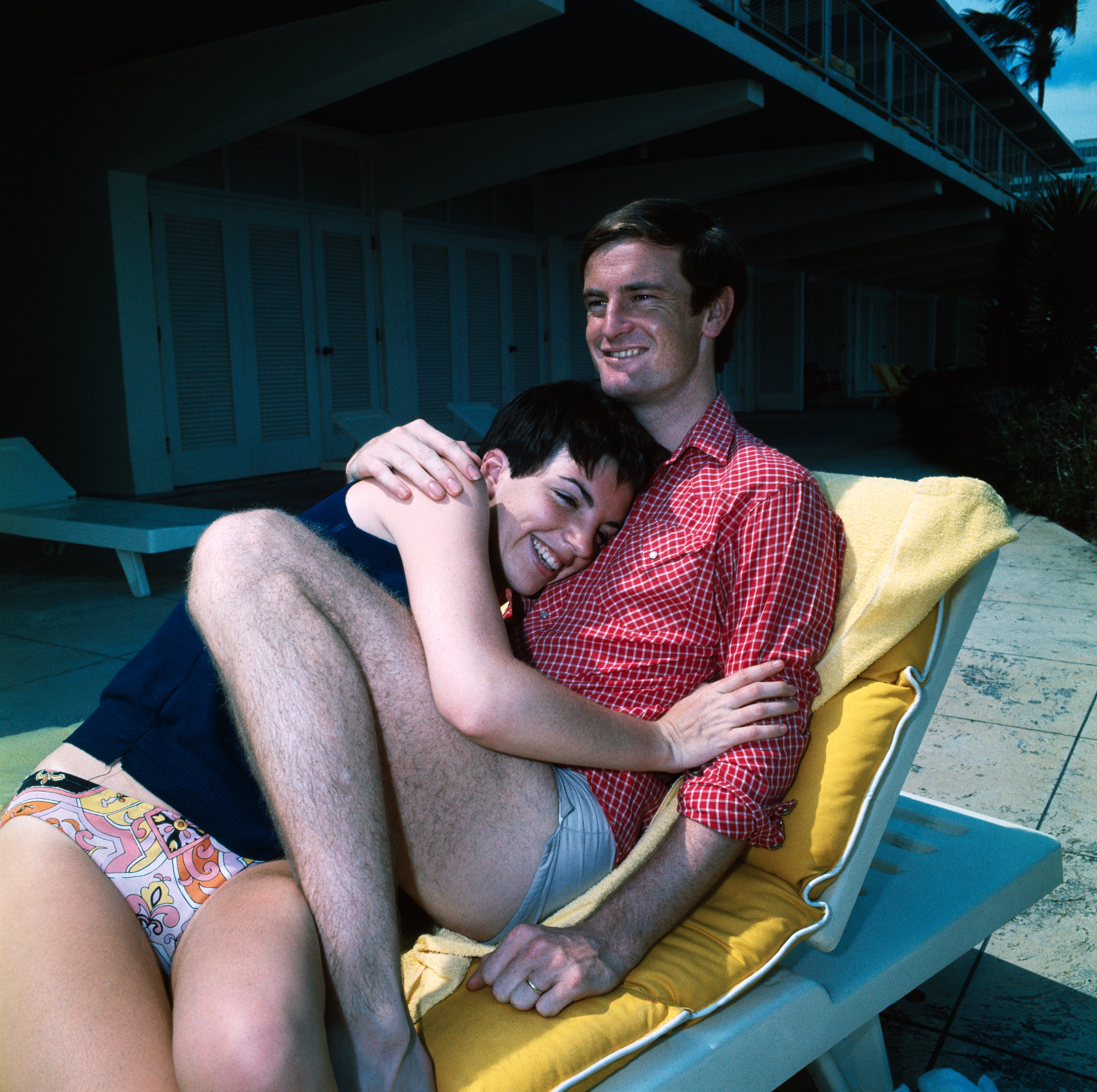 Liza Minnelli and Peter Allen Relaxing on Lounging Chair
