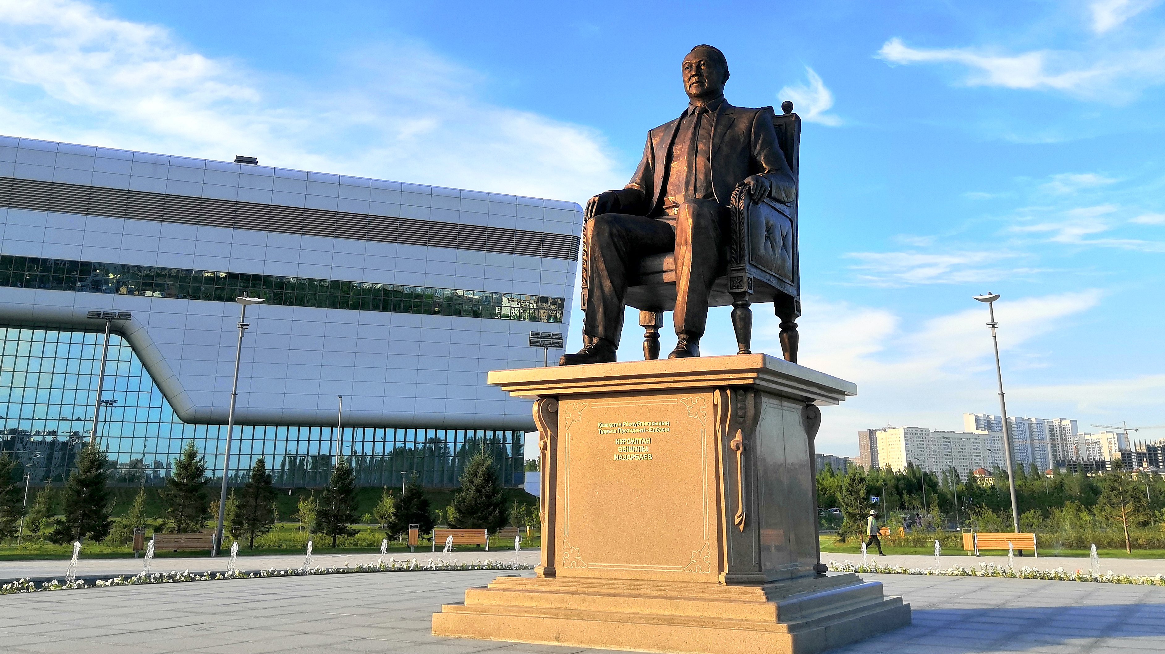 Statue of Kazakhstan&#039;s first president Nazarbayev unveiled in Nursultan, Kazakhstan