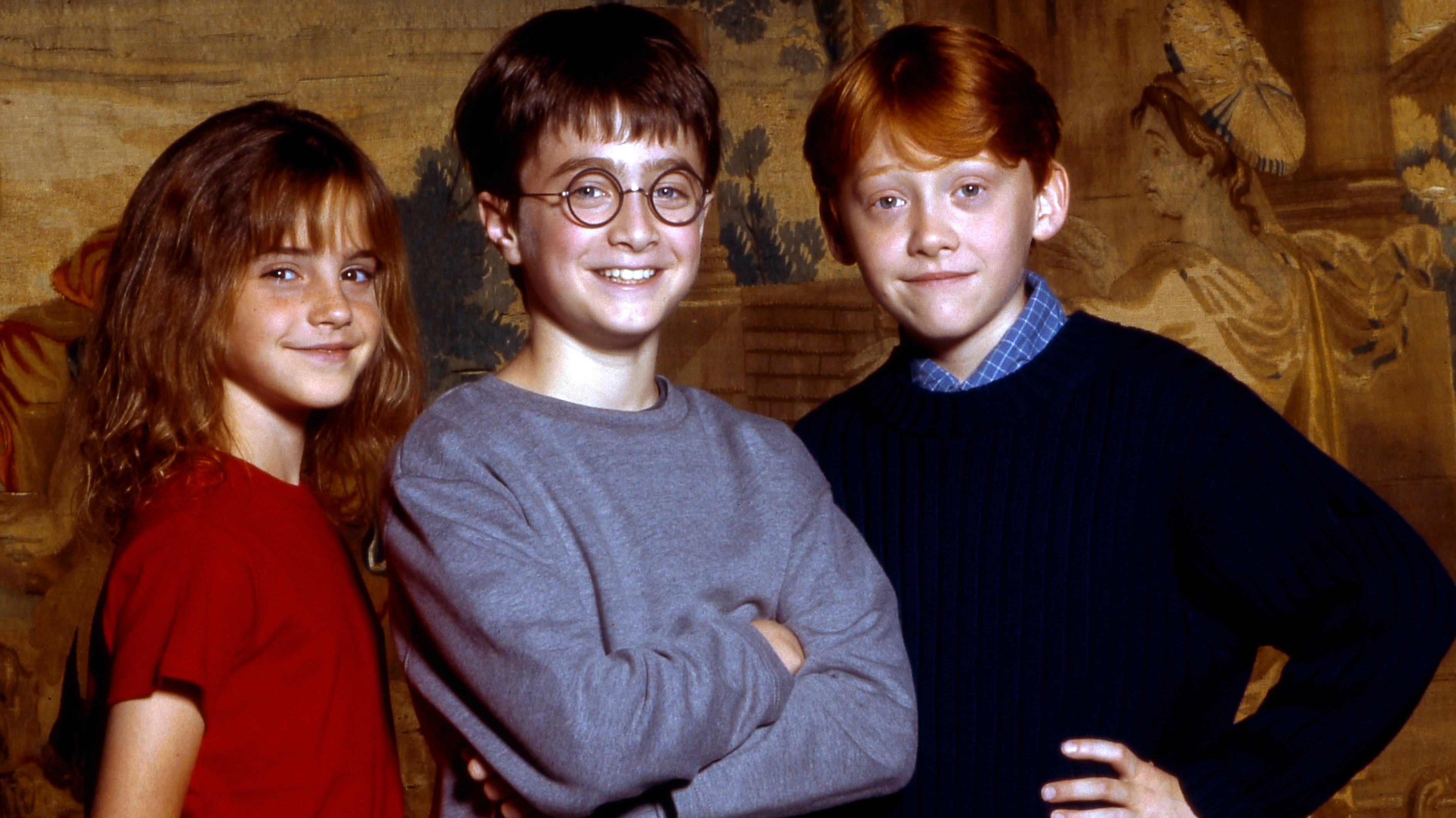 Daniel Radcliffe, Rupert Grint e Emma Watson – que deram vida a Harry Potter, Ron Weasley e Hermione Granger, respetivamente, na saga Harry Potter