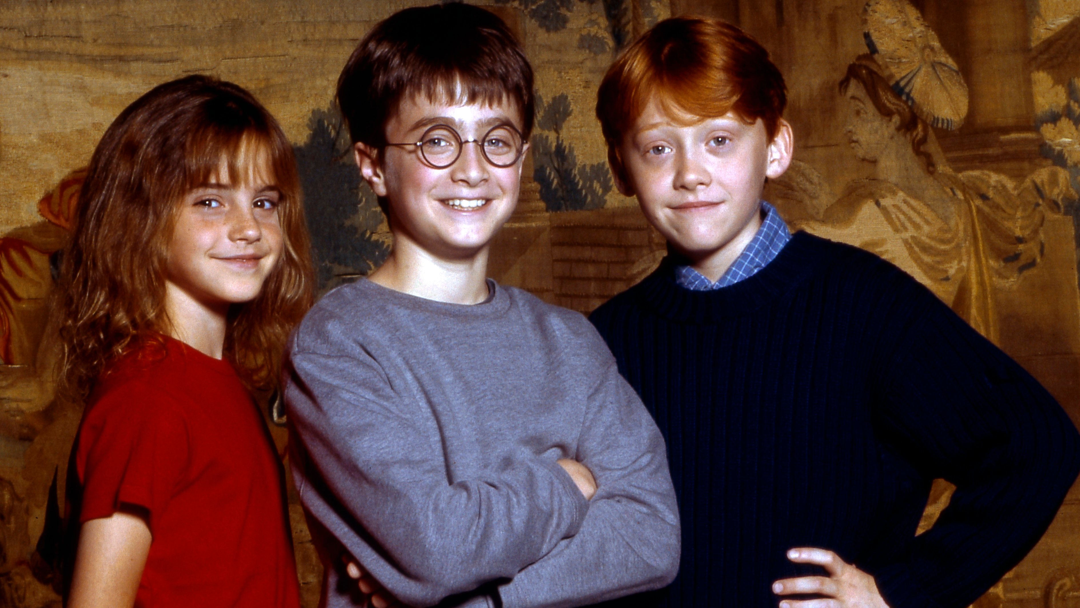Daniel Radcliffe, Rupert Grint e Emma Watson – que deram vida a Harry Potter, Ron Weasley e Hermione Granger, respetivamente, na saga Harry Potter