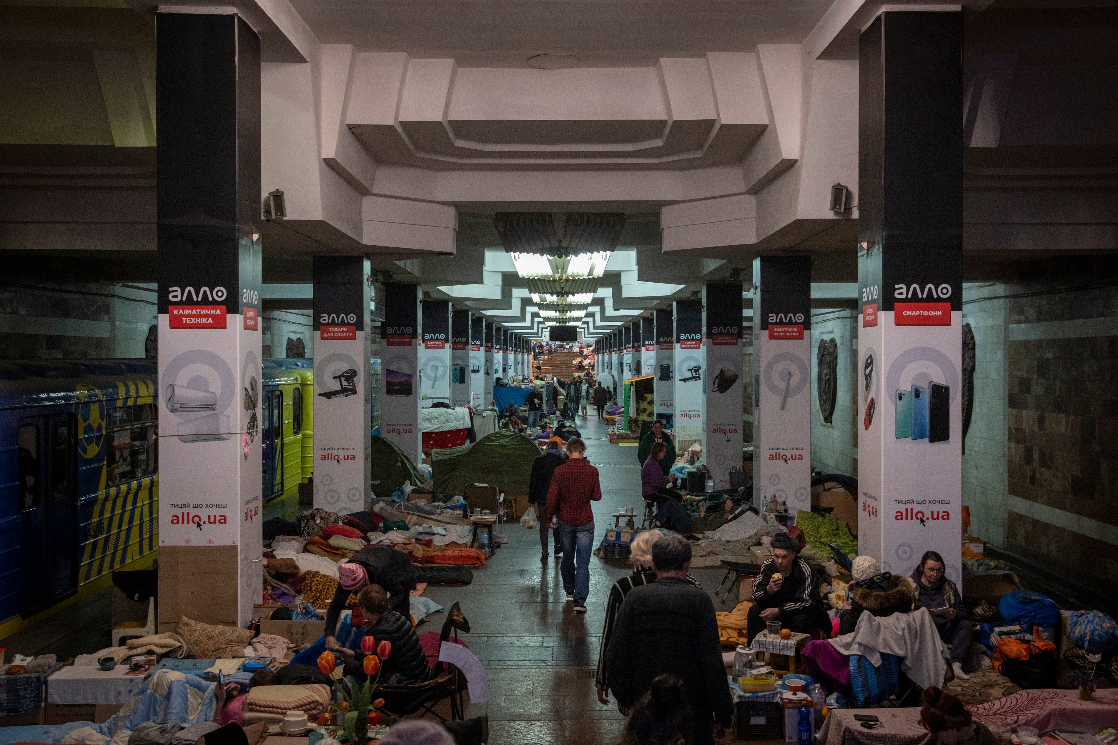 An interior view of the metro station in Kharkiv