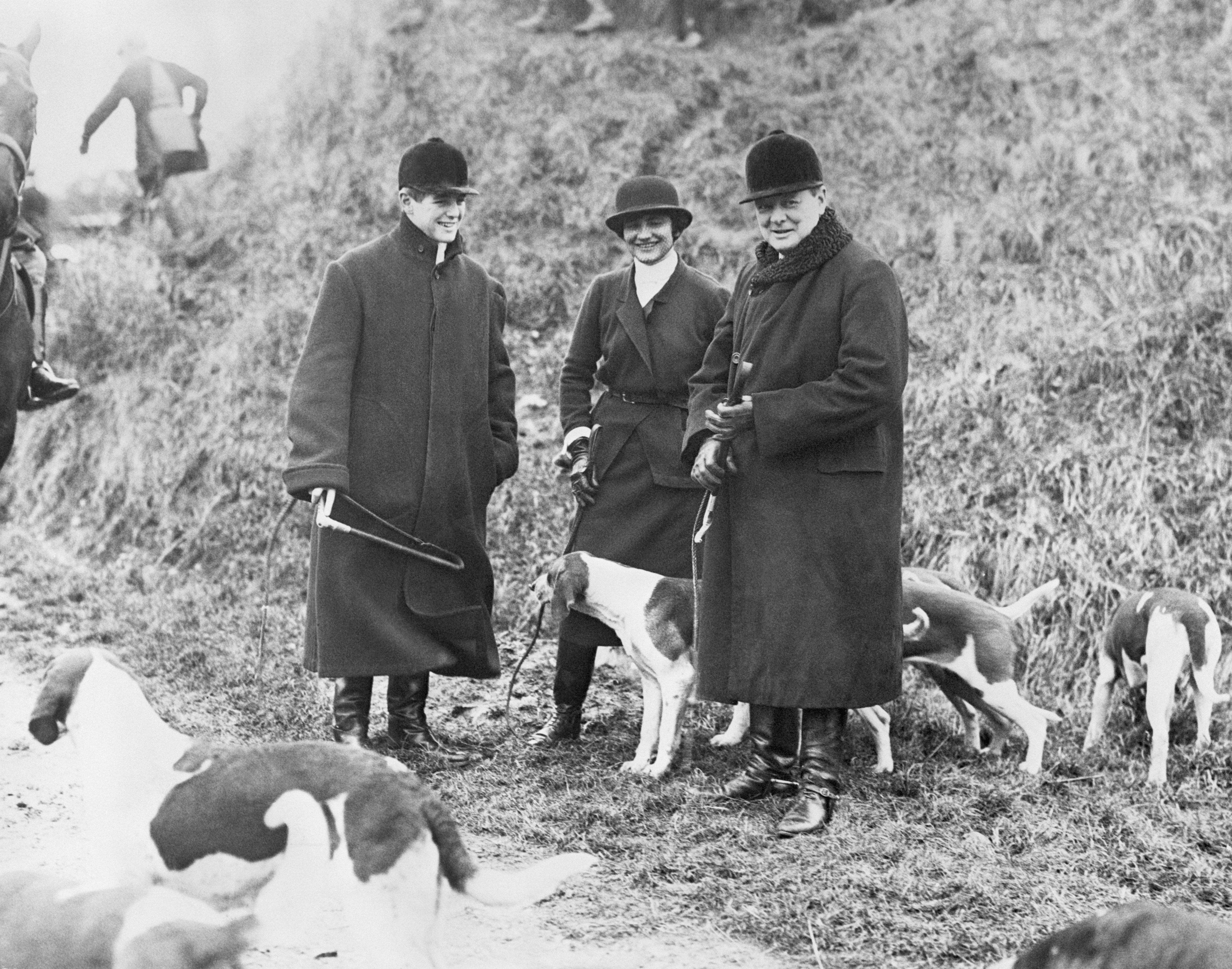 Winston Churchill Hunting with his Son Randolph and Coco Chanel