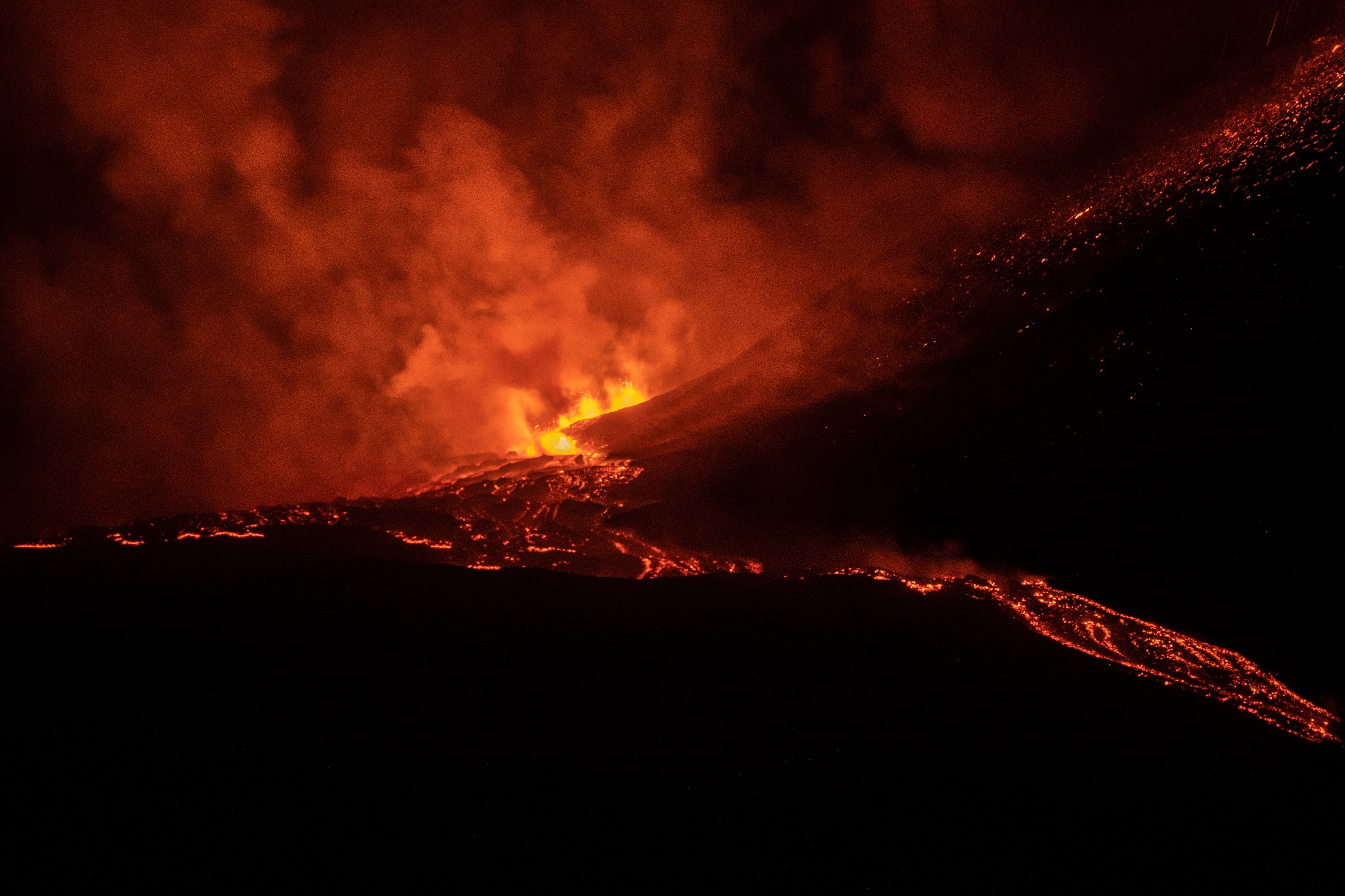 Eruption of the Etna volcano in Sicily