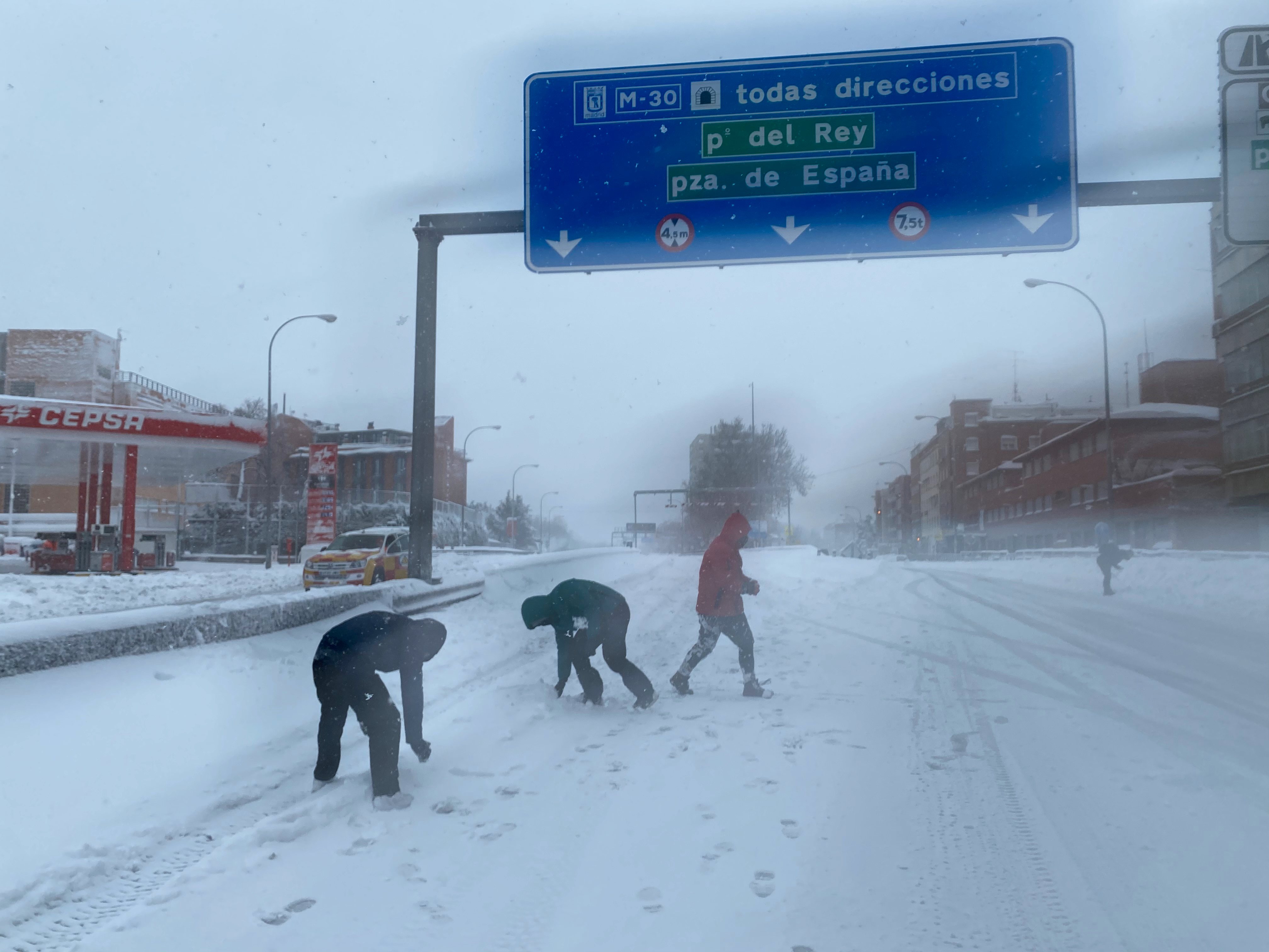 Alcobendas Receives A Heavy Snowfall As A Result Of The Filomena Storm