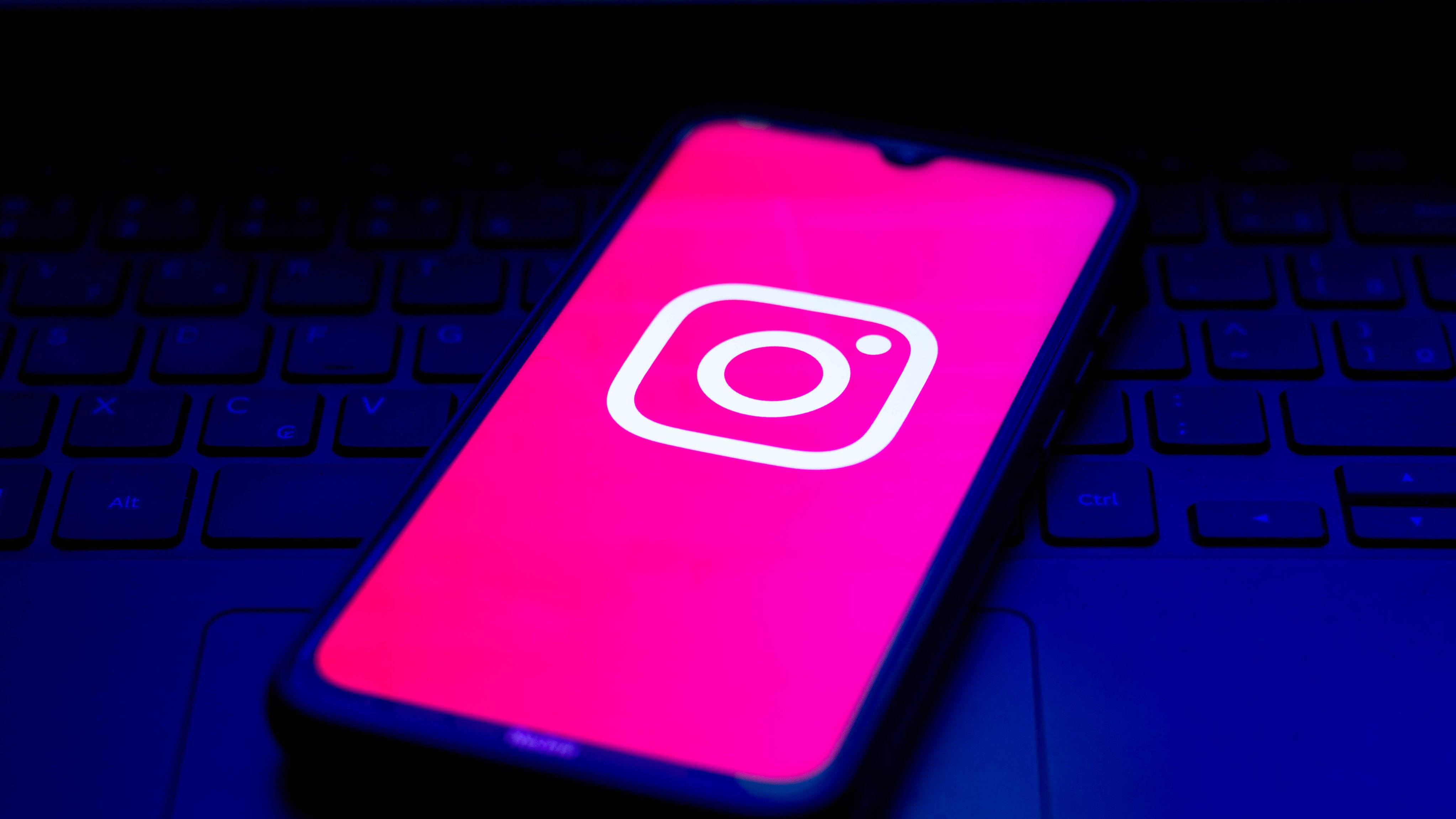 In this photo illustration the Instagram logo seen displayed