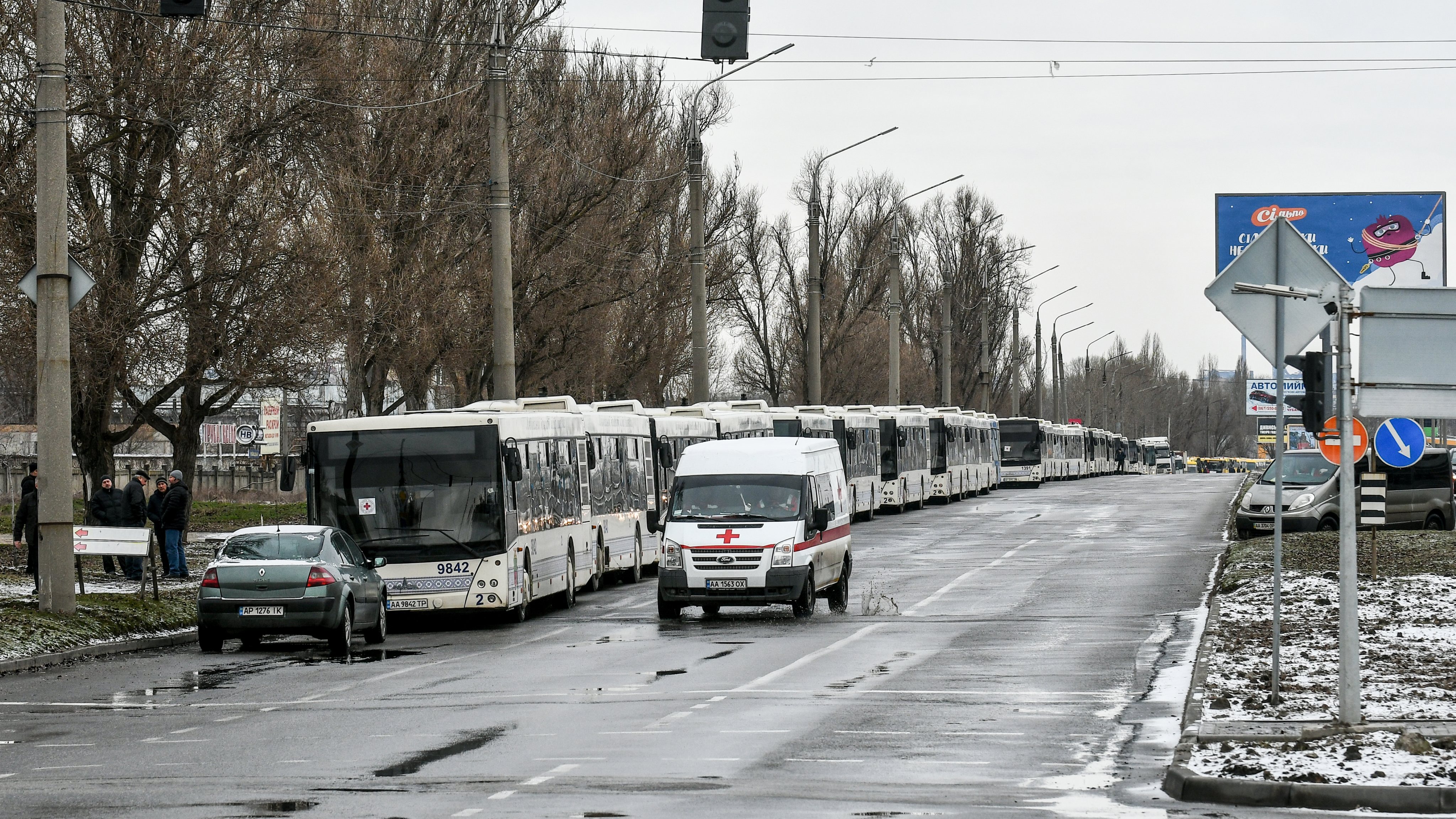 Humanitarian buses in Zaporizhzhia