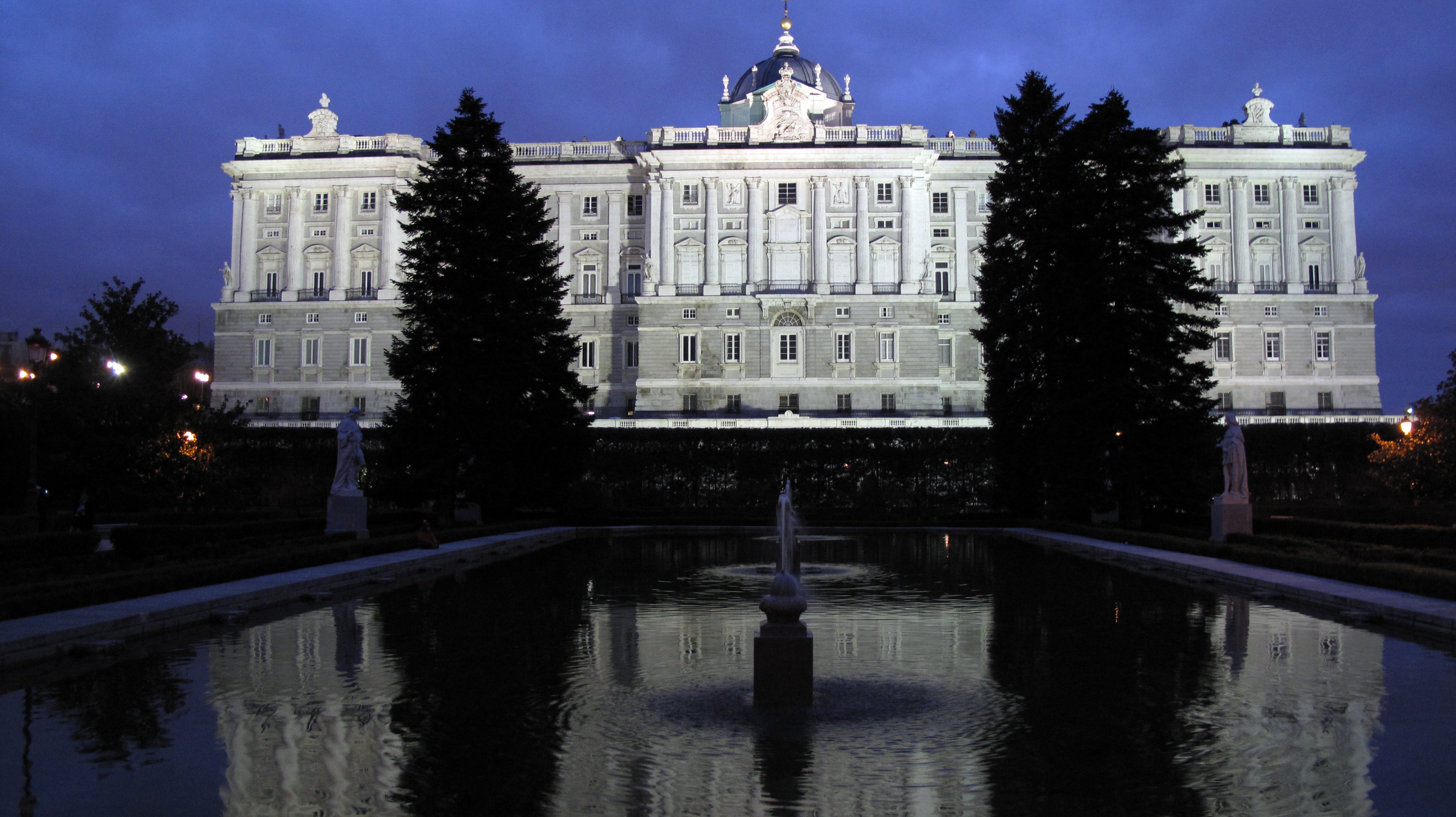Night View of the Royal Palace from the Gardens of Sabatini, Madrid