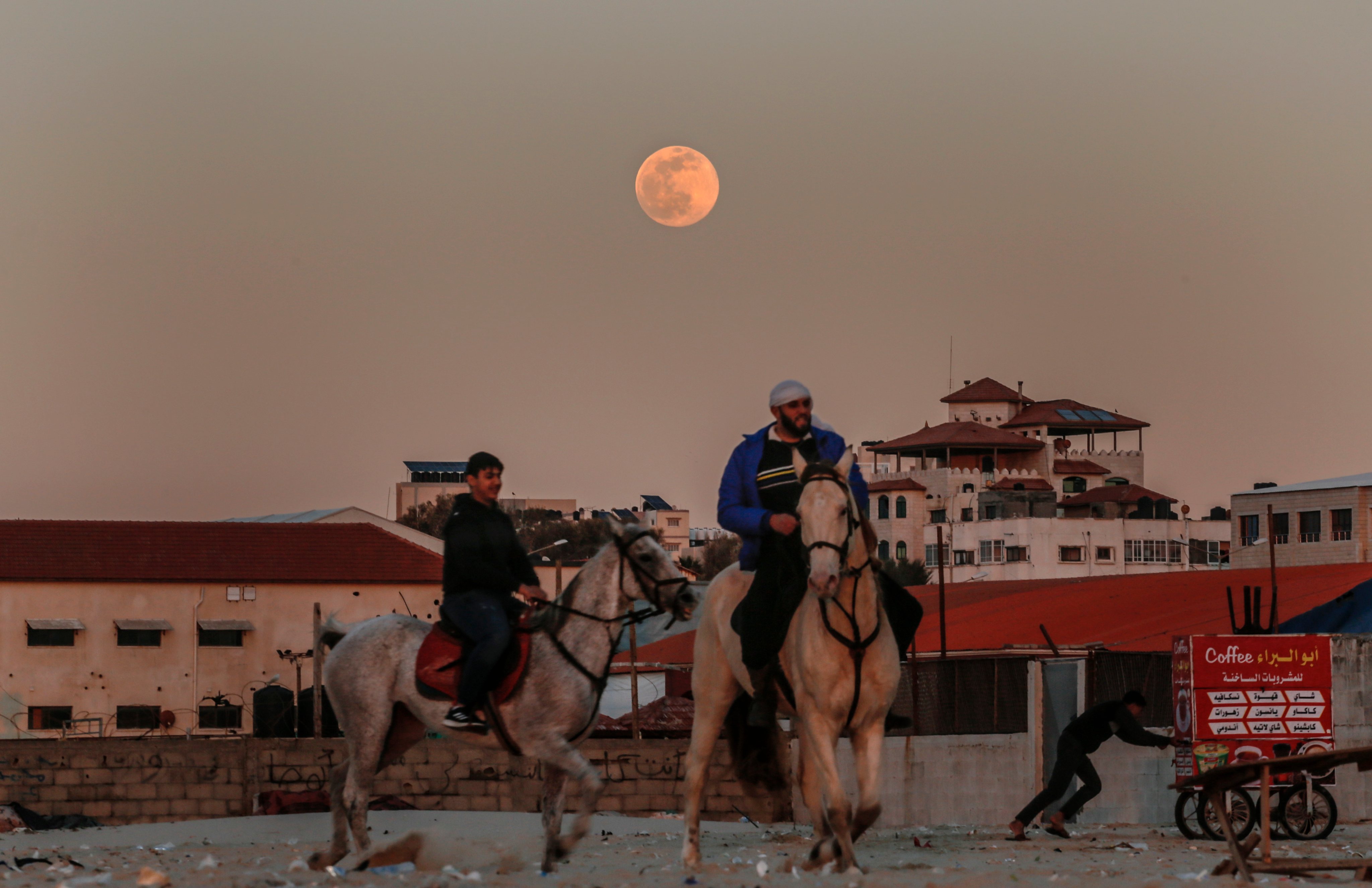 The Full Wolf Moon Rises Over Gaza City