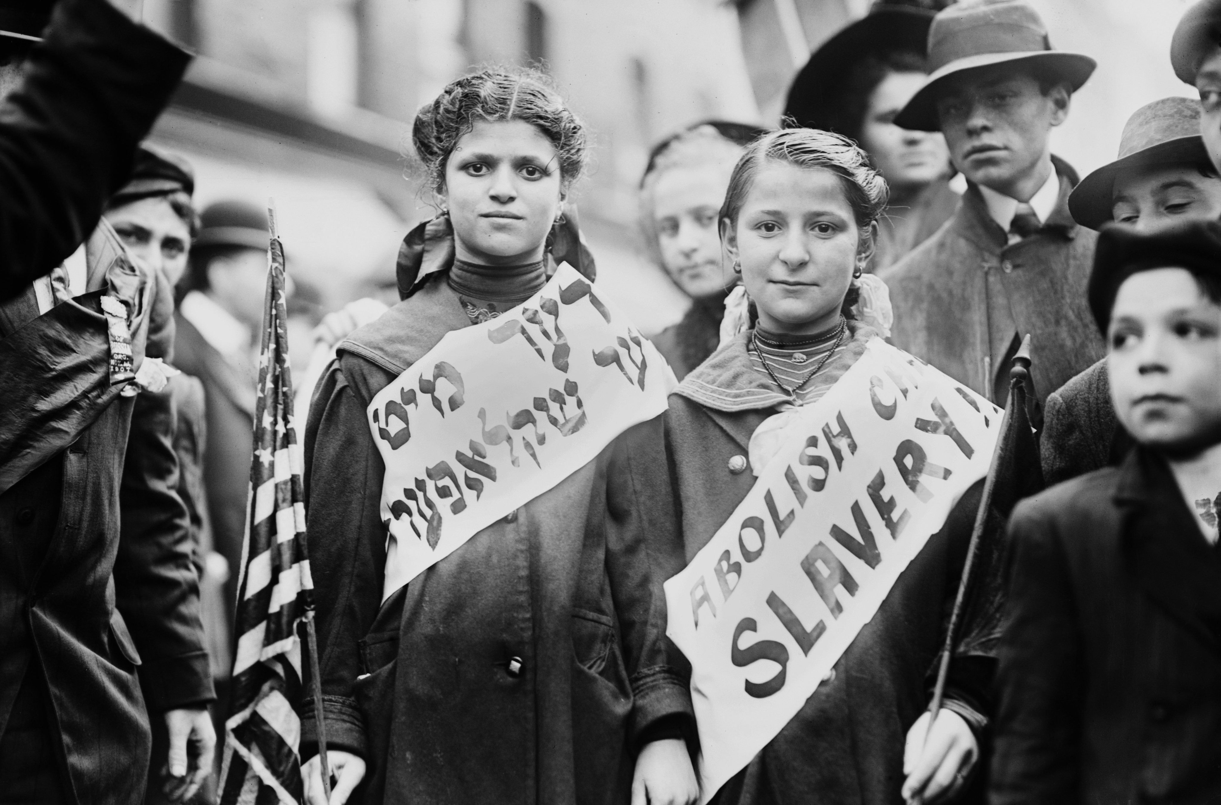 Raparigas numa manifestação contra o trabalho infantil, Nova Iorque, c. 1909