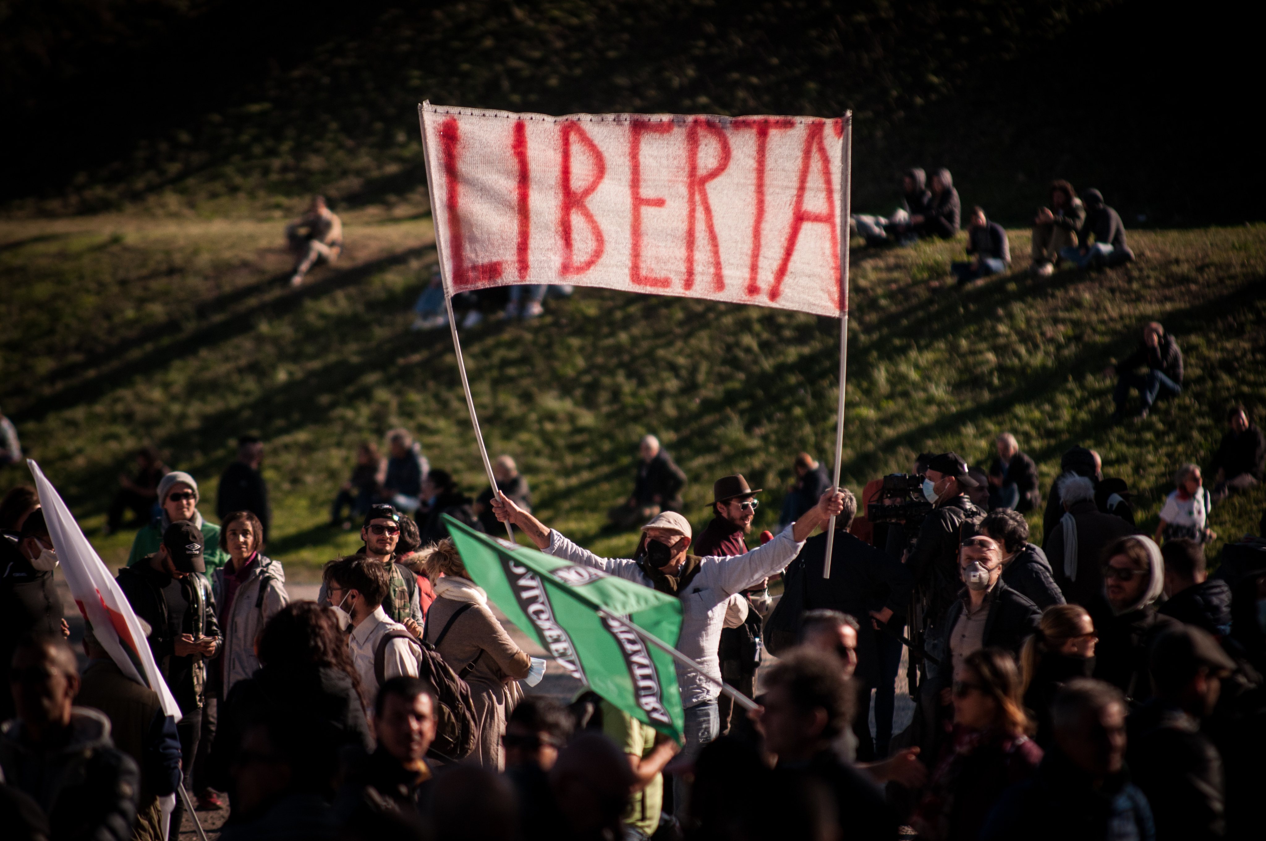 No Green Pass Demonstration In Rome