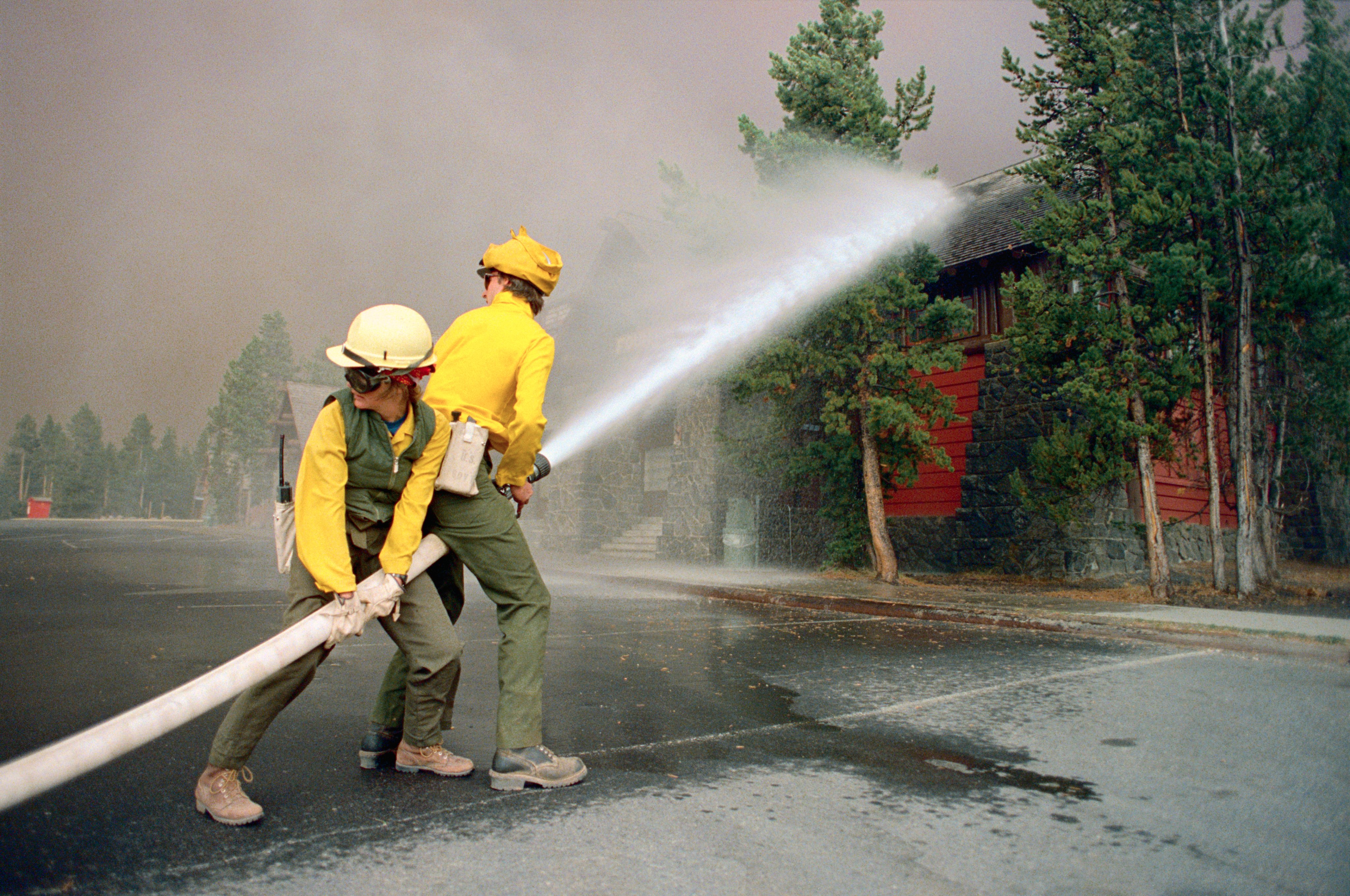Firemen Battling Yellowstone Fire