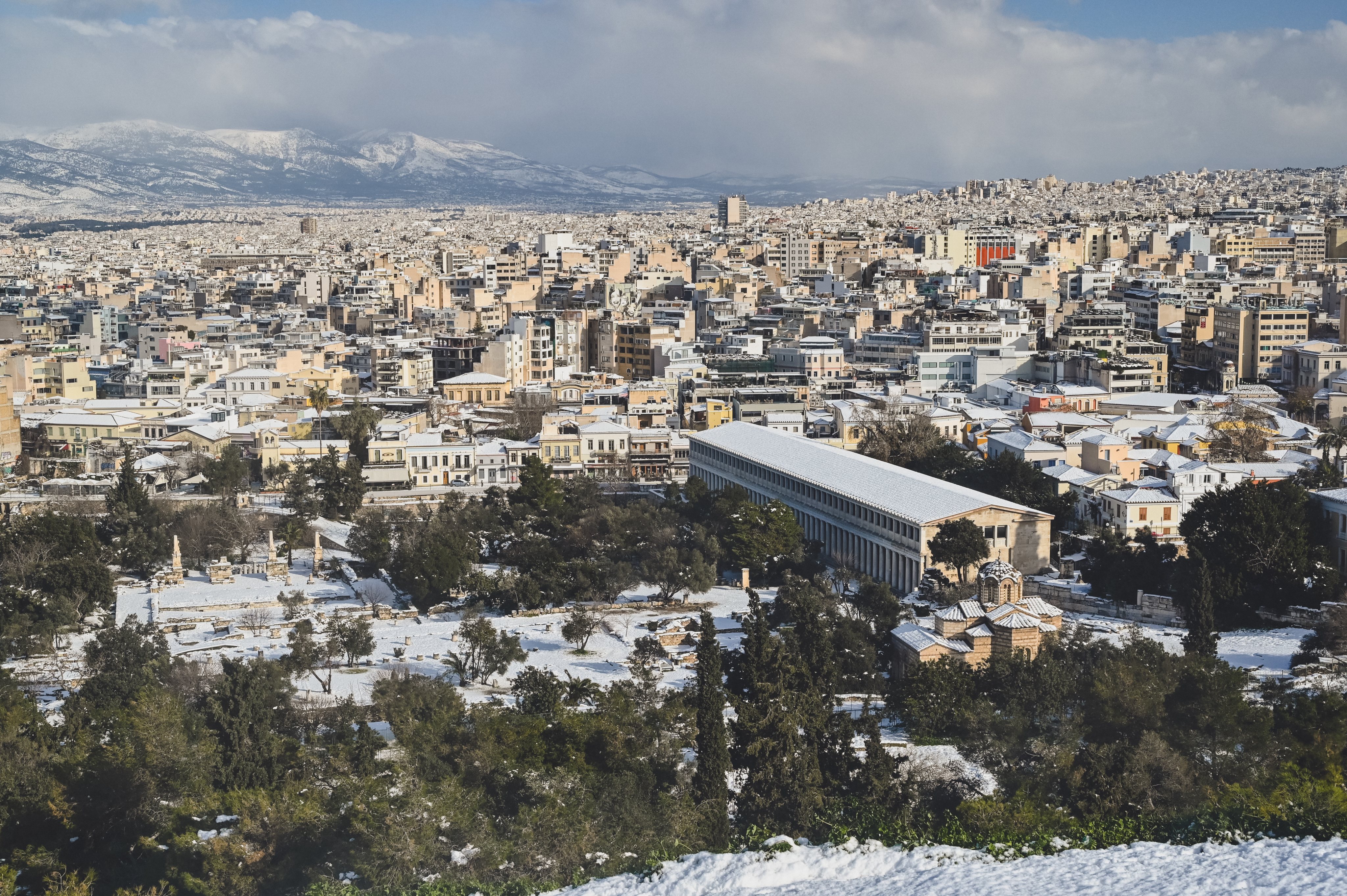 Heavy Snow Wreaks Havoc In Athens