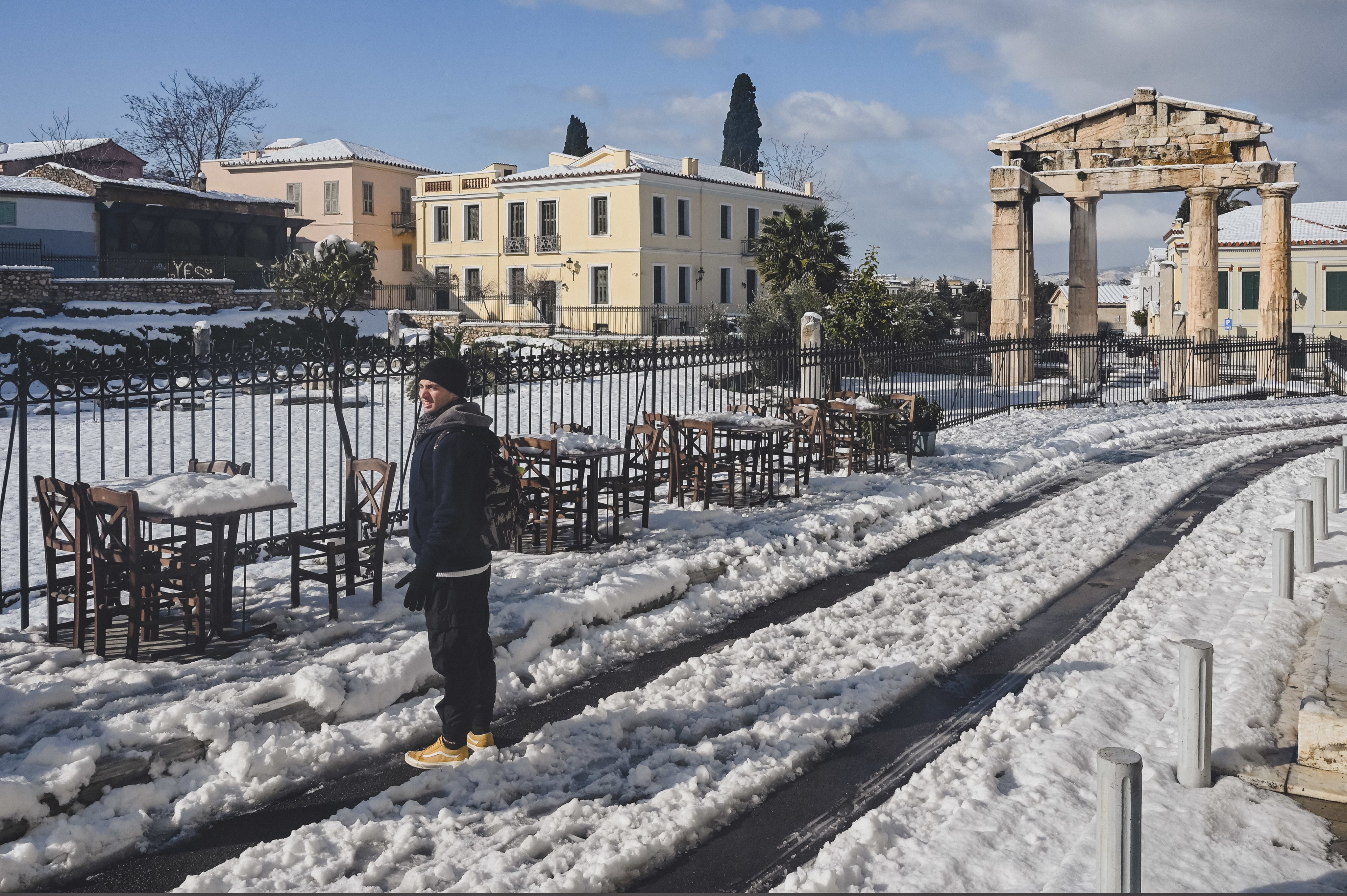Heavy Snow Wreaks Havoc In Athens