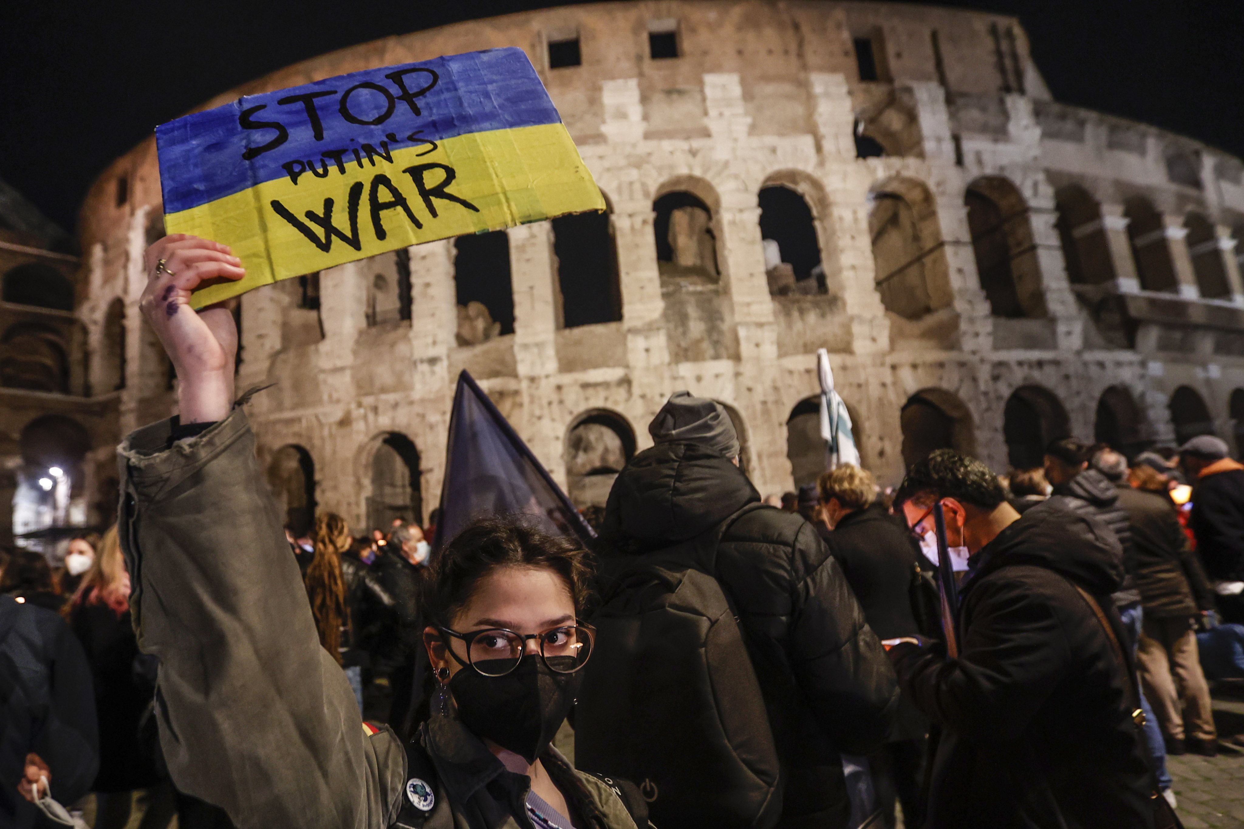 Protestos contra a invasão da Ucrânia em Roma, Itália