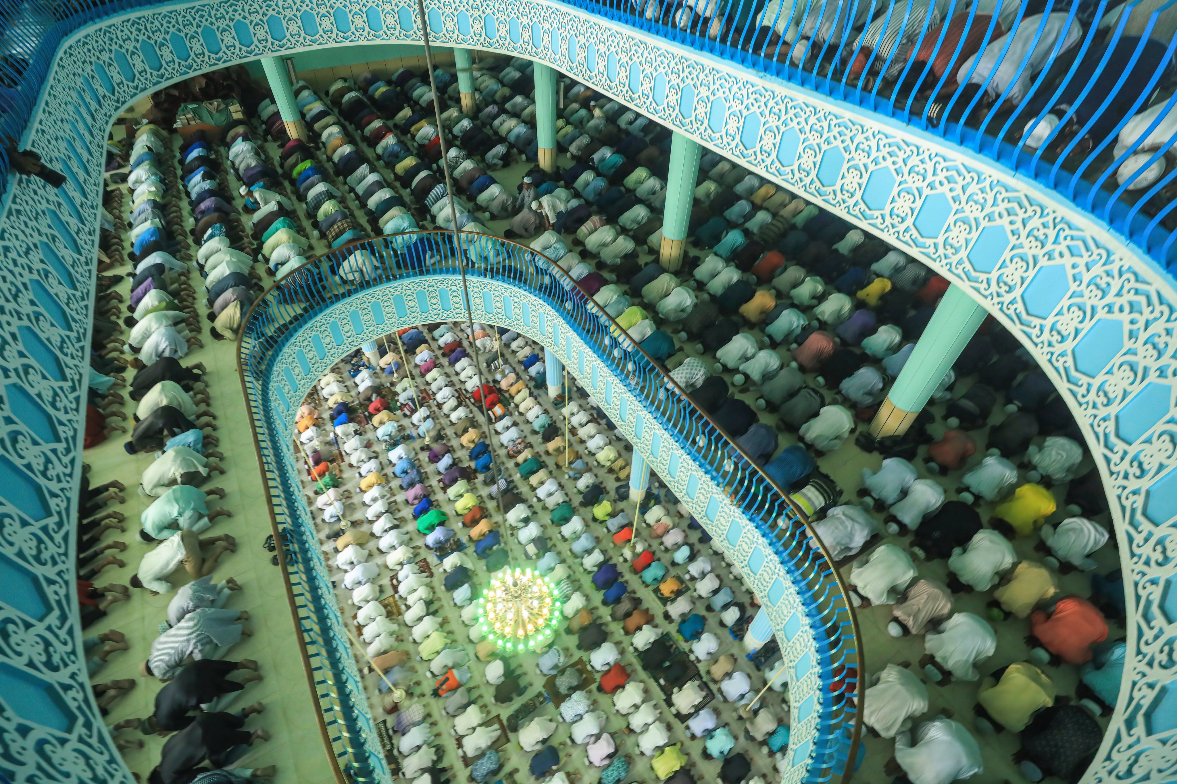 Muslims offer the first Ramadan Friday prayers at Baitul