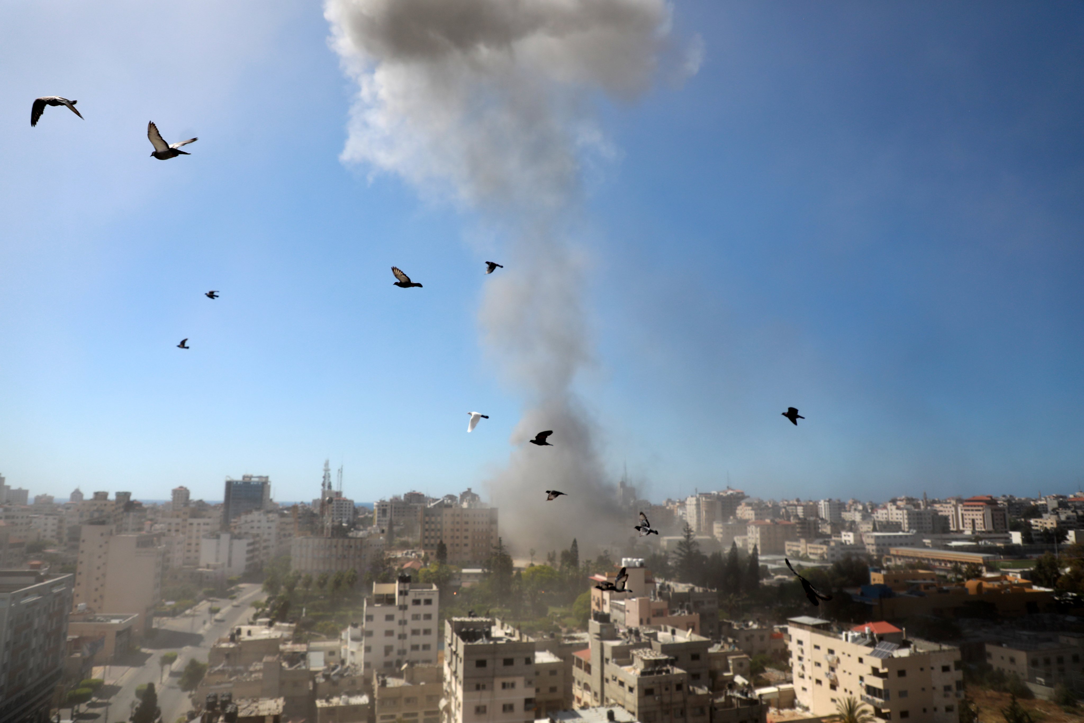 Israeli Air-strike Hits Al-Jalaa Tower In Gaza