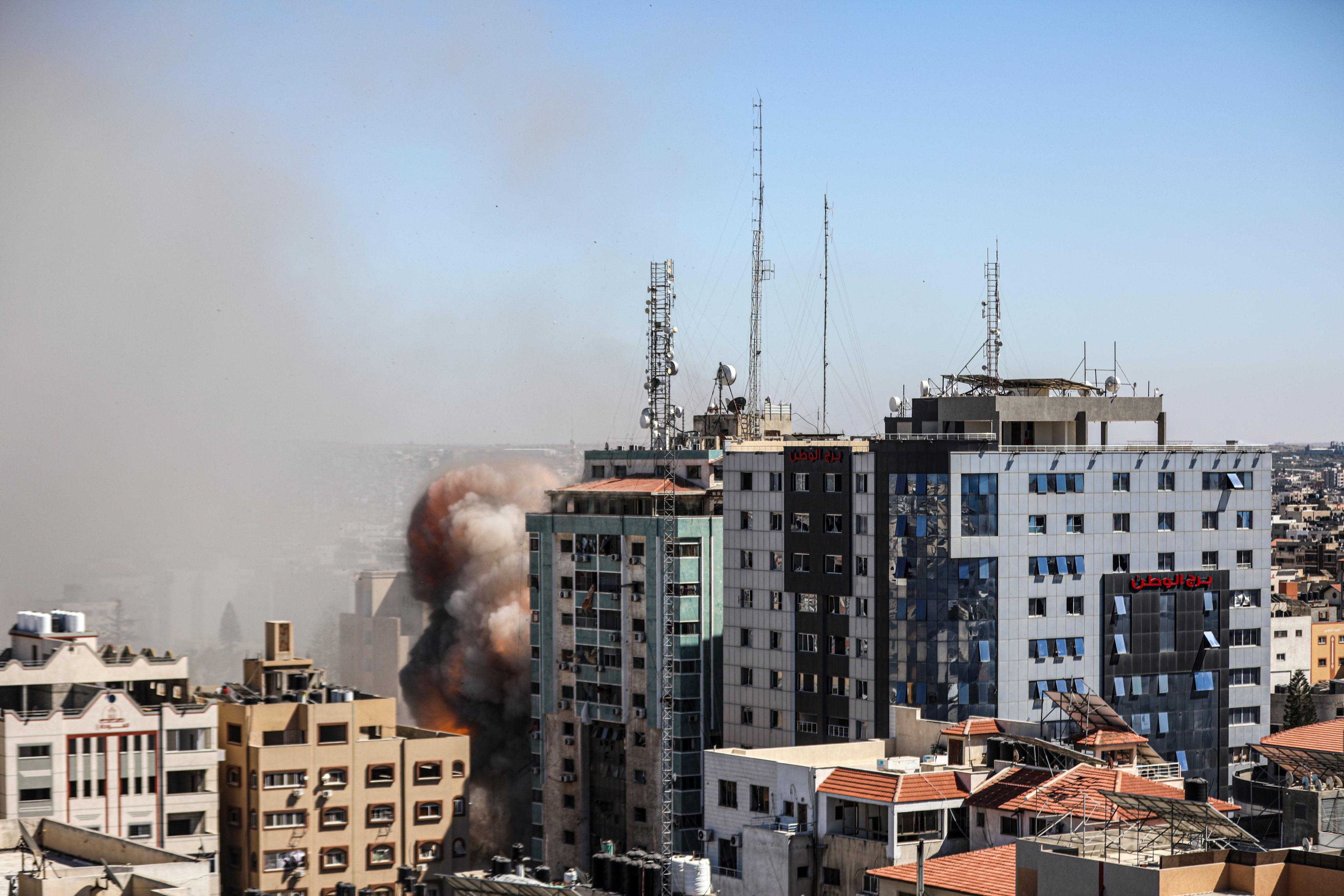 Israeli forces destroy building in Gaza City where Al-Jazeera, Associated Press had their offices