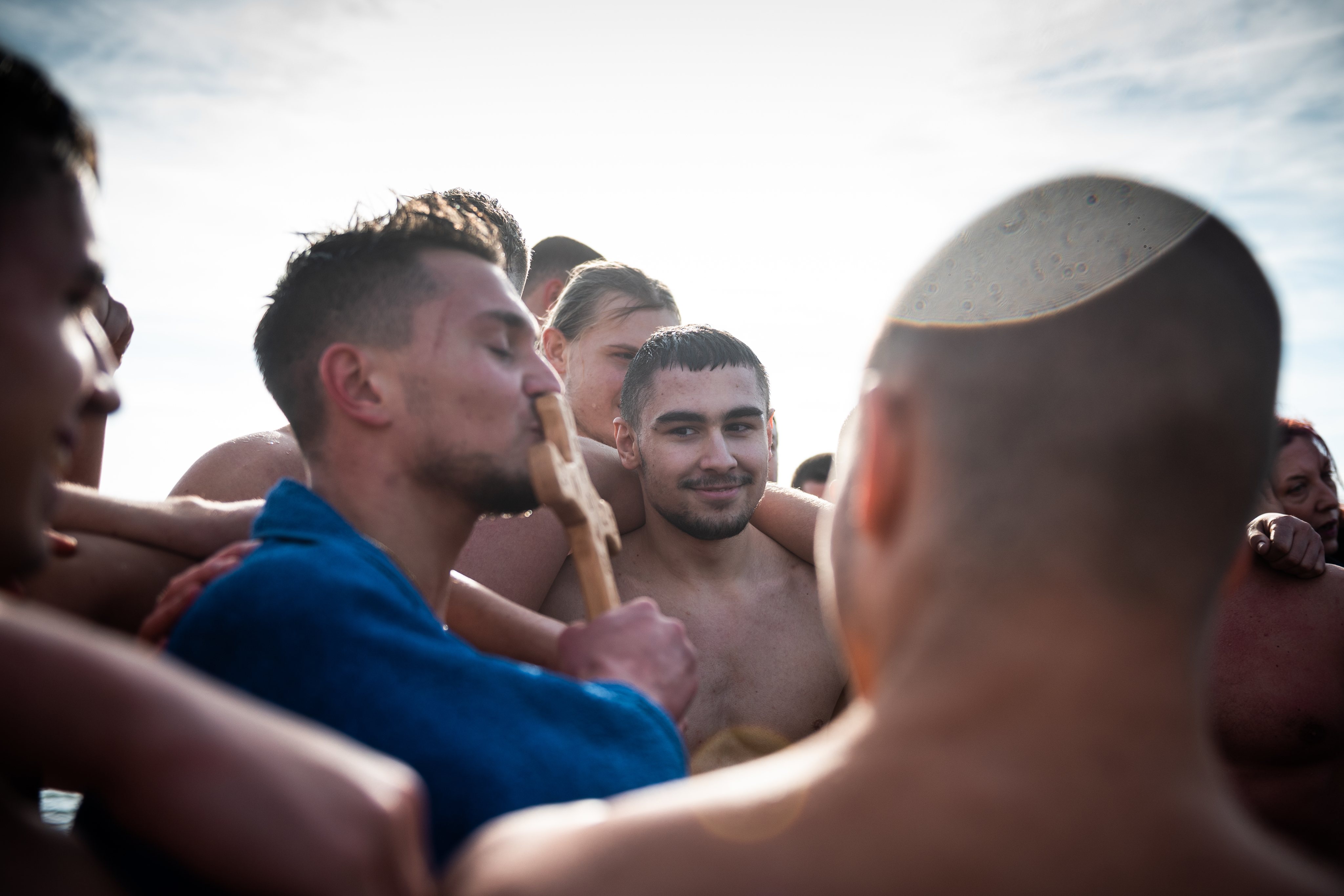Men Jump Into The Waters Of Black Sea On Epiphany In Bulgaria