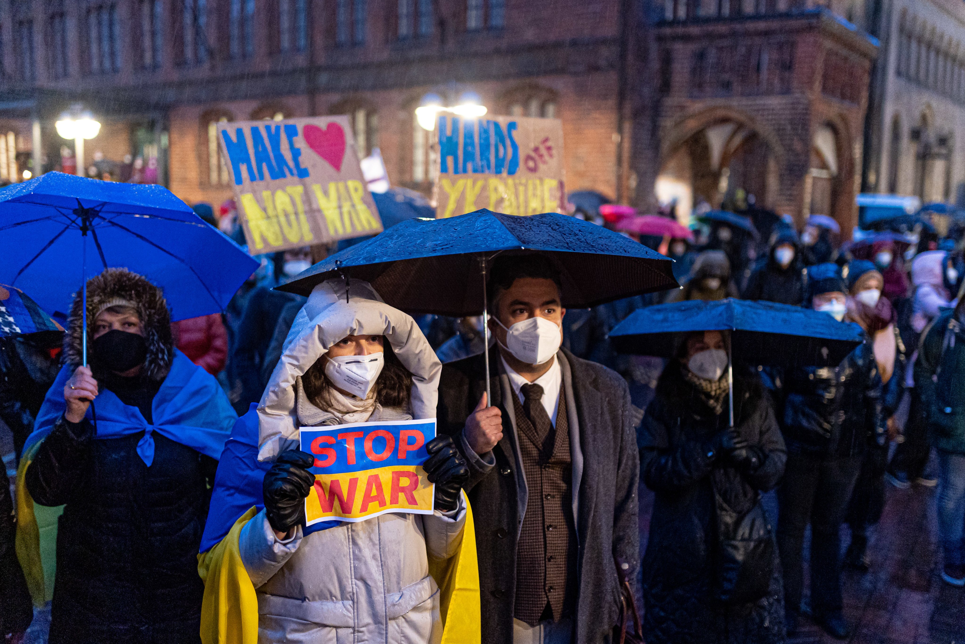 Protestos contra a invasão da Ucrânia em Hanôver, Alemanha