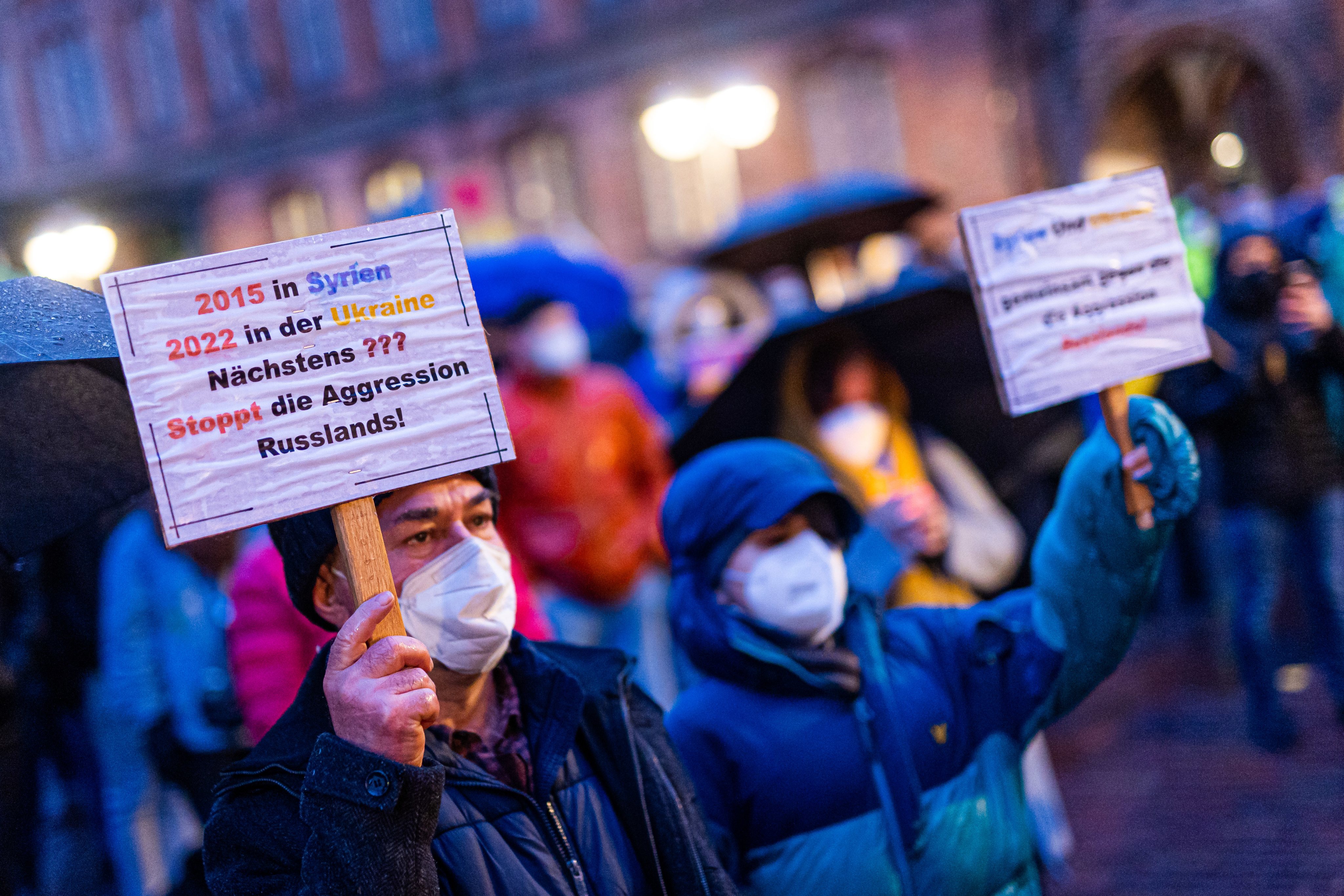 Protestos contra a invasão da Ucrânia em Hanôver, Alemanha