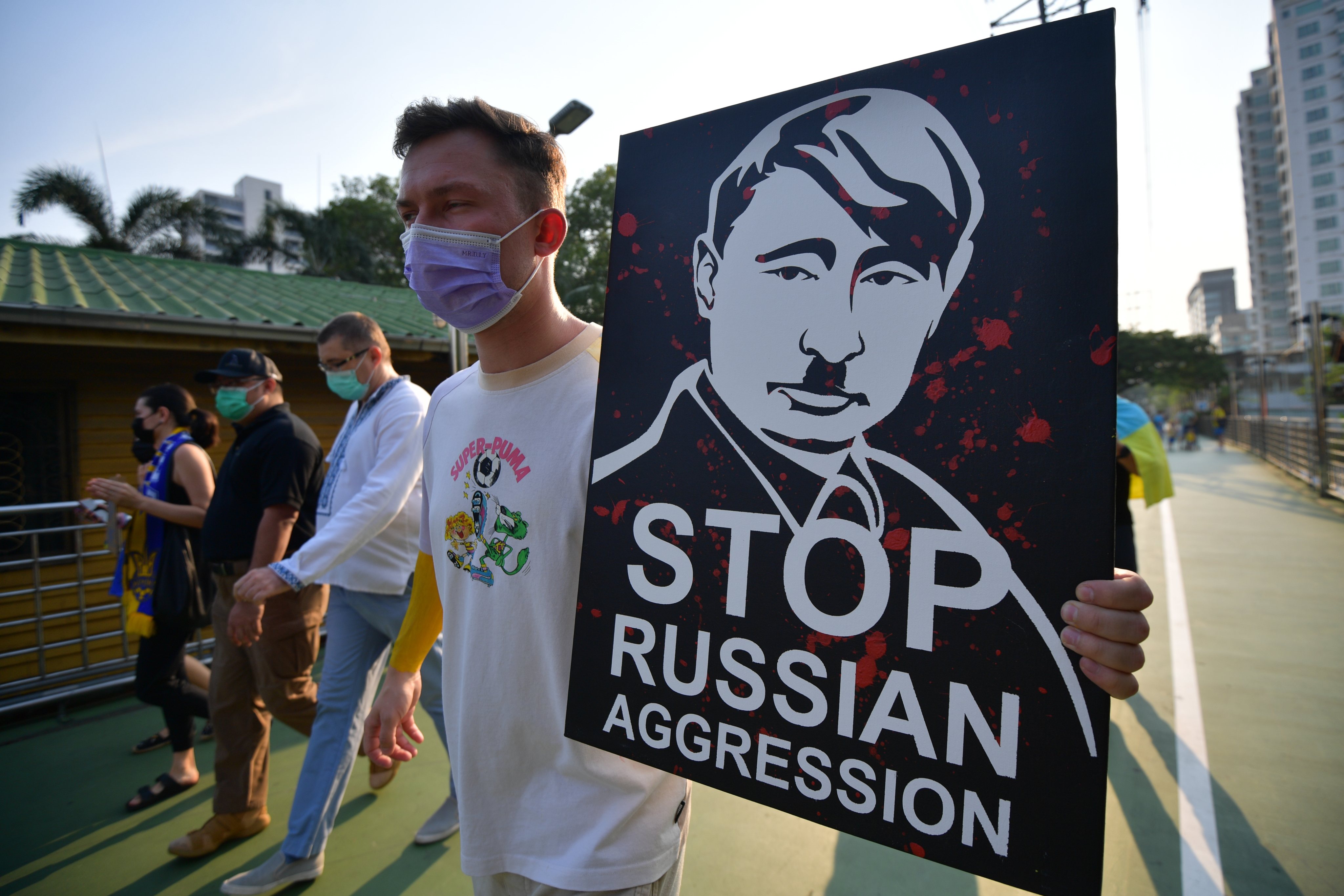 Protest Against Russia Invasion Of Ukraine In Bangkok