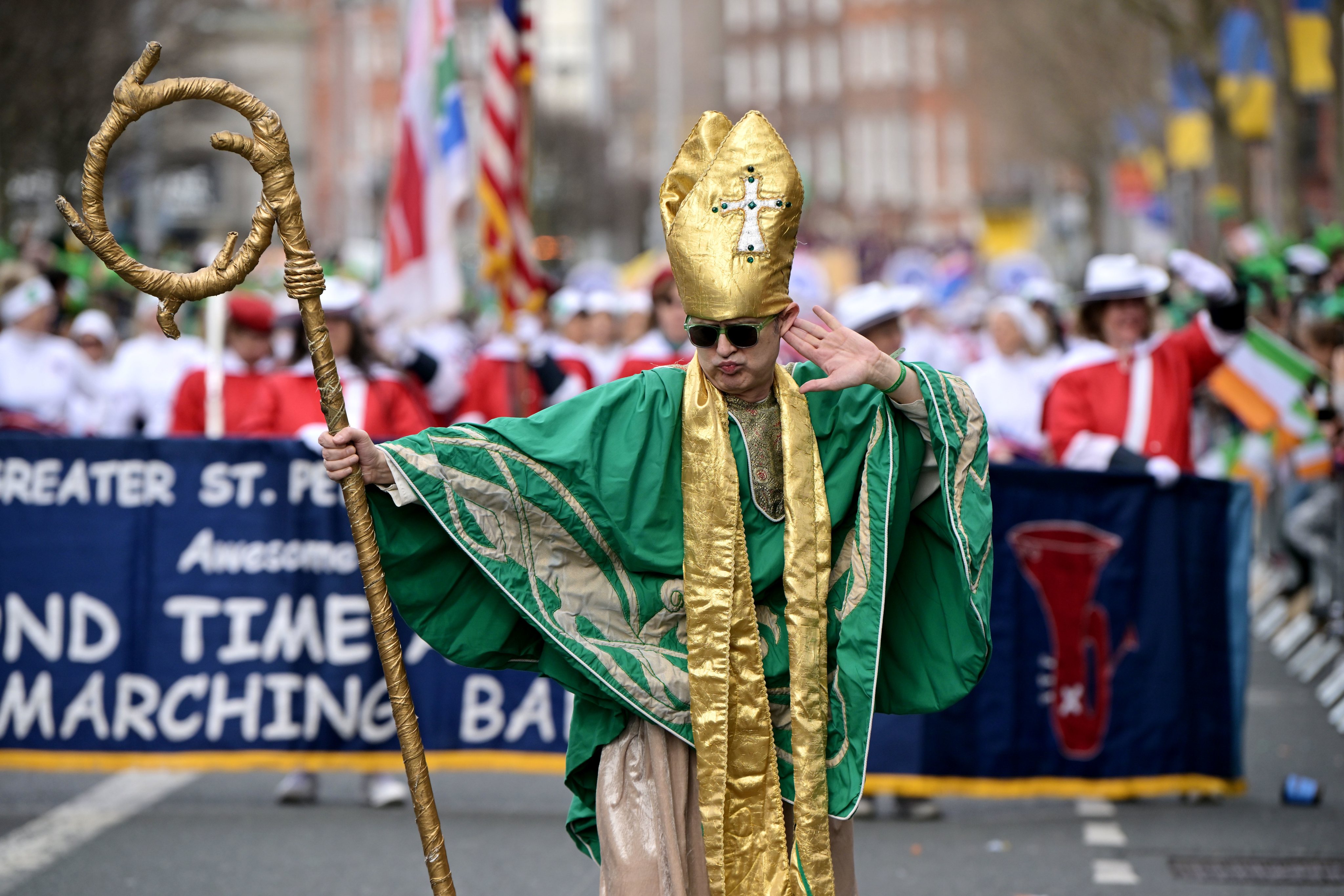 A marcha do Dia de São Patrício em Dublin, na Irlanda