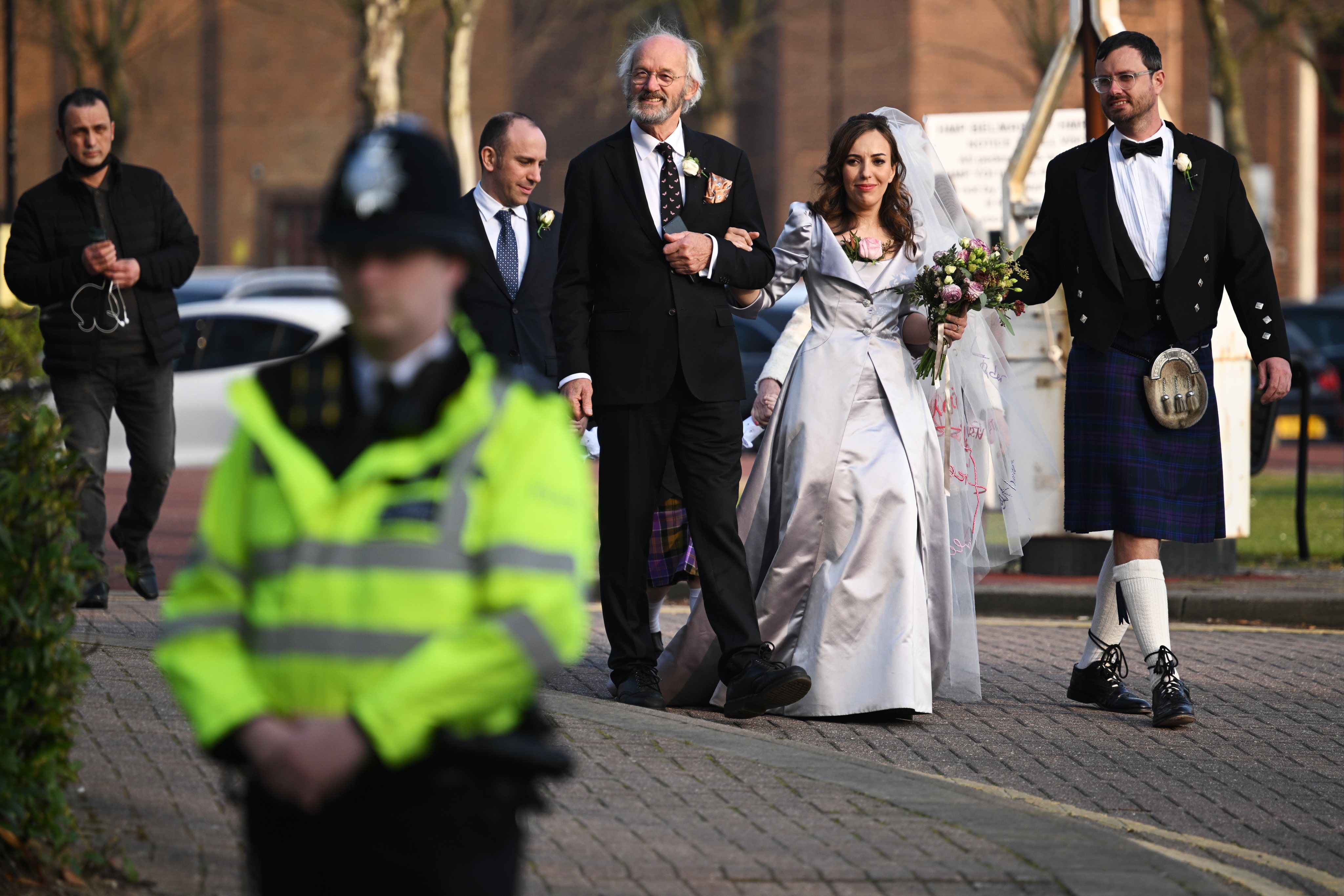 Assange Supporters Gather At Belmarsh Prison As He Weds Partner