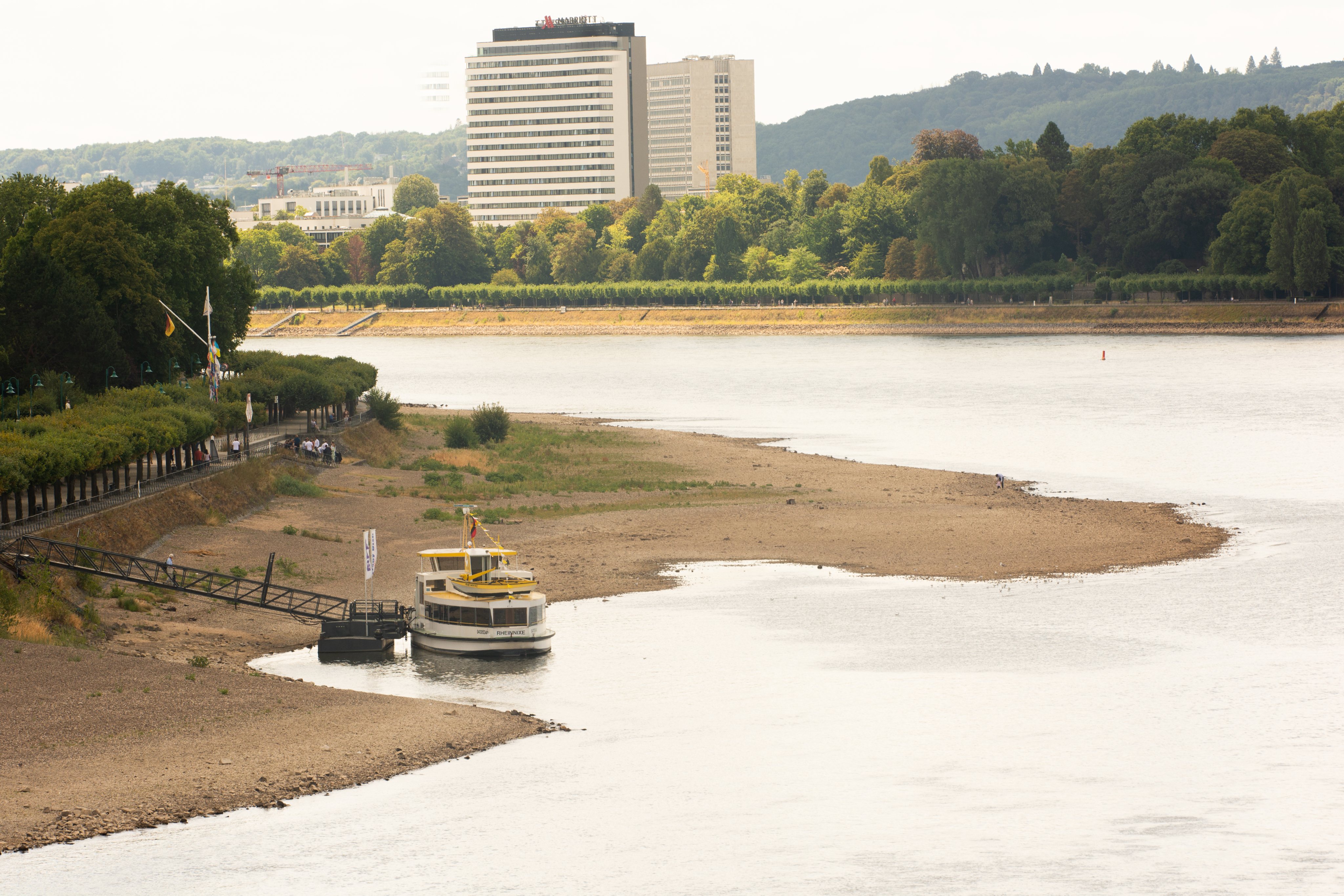 Low Water Levels Continues On The Rhine River In Bonn
