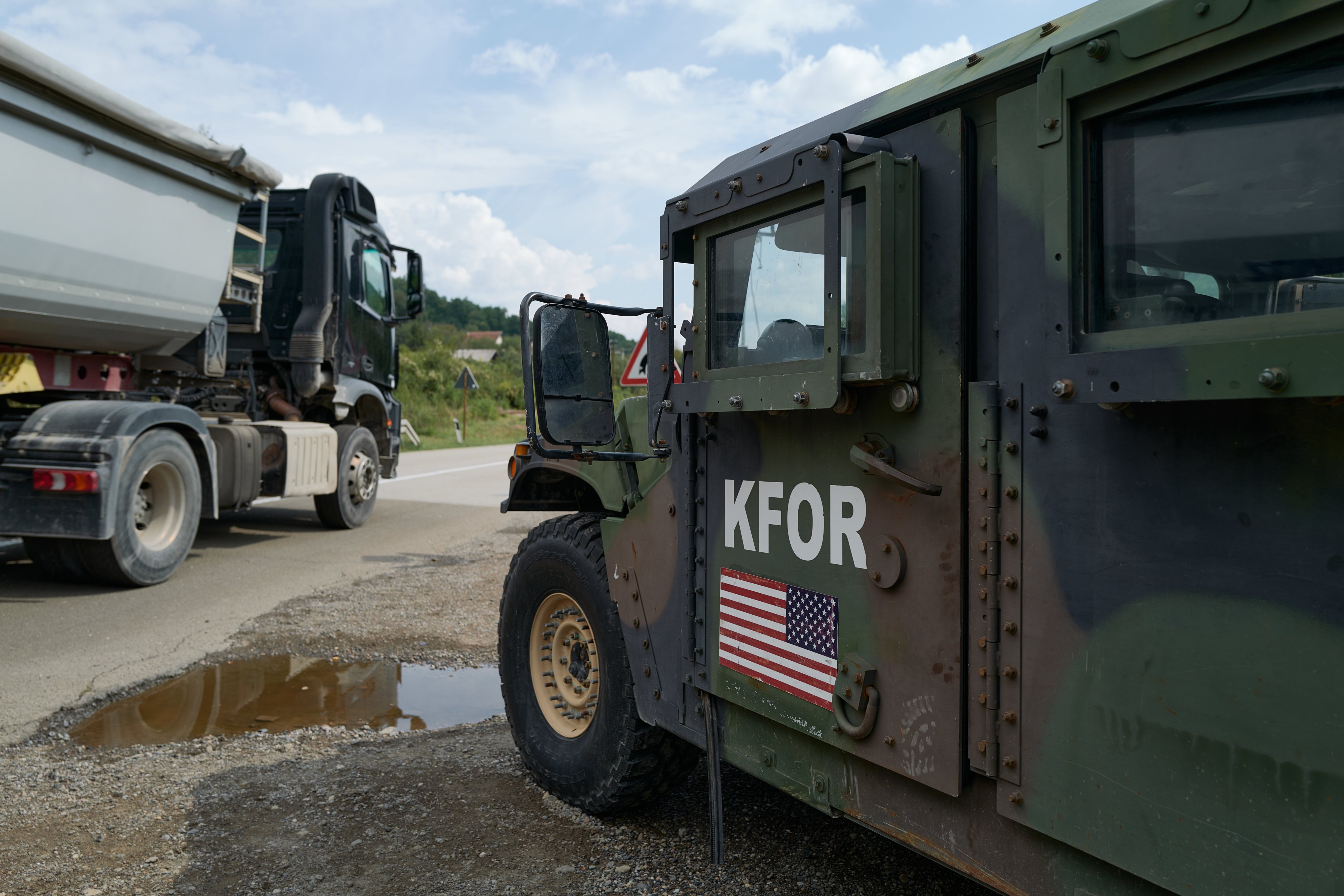 NATO Peacekeeping Mission KFOR Patrol Kosovo Border With Serbia