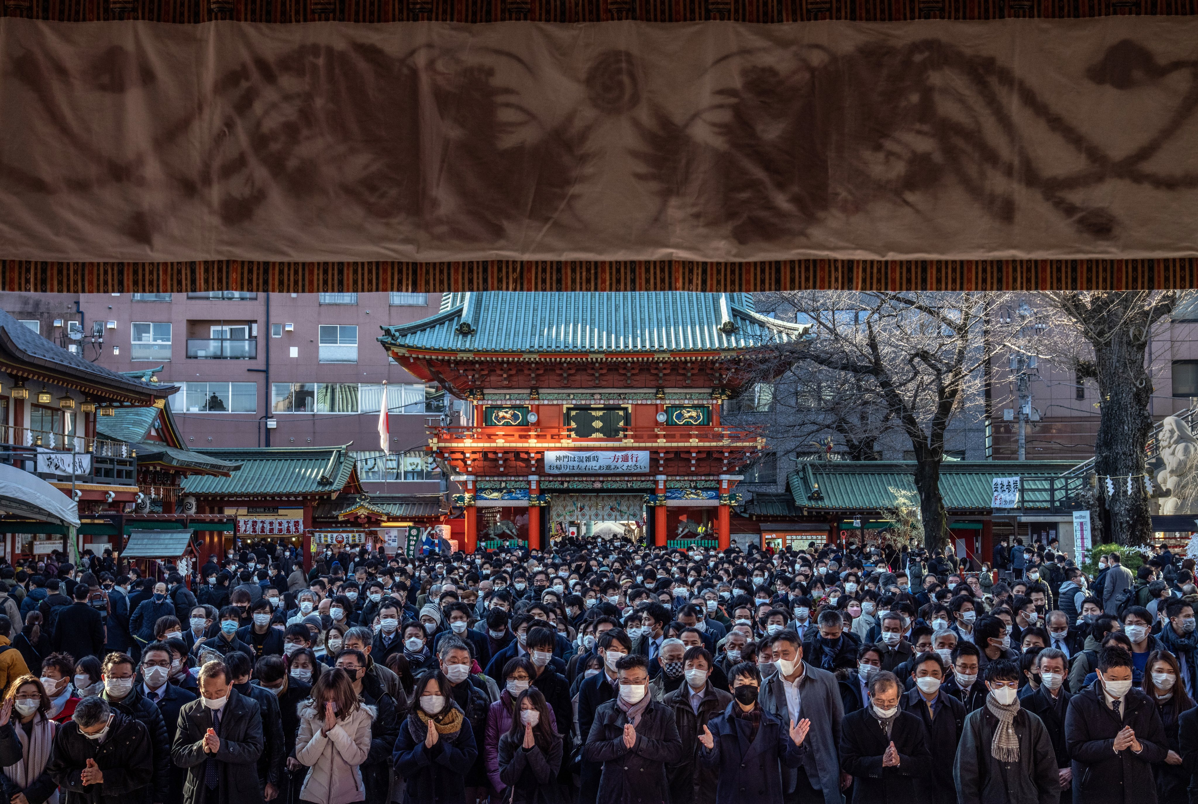 Prayers At Kanda Shrine On Japan&#039;s First Day Of Business in 2022