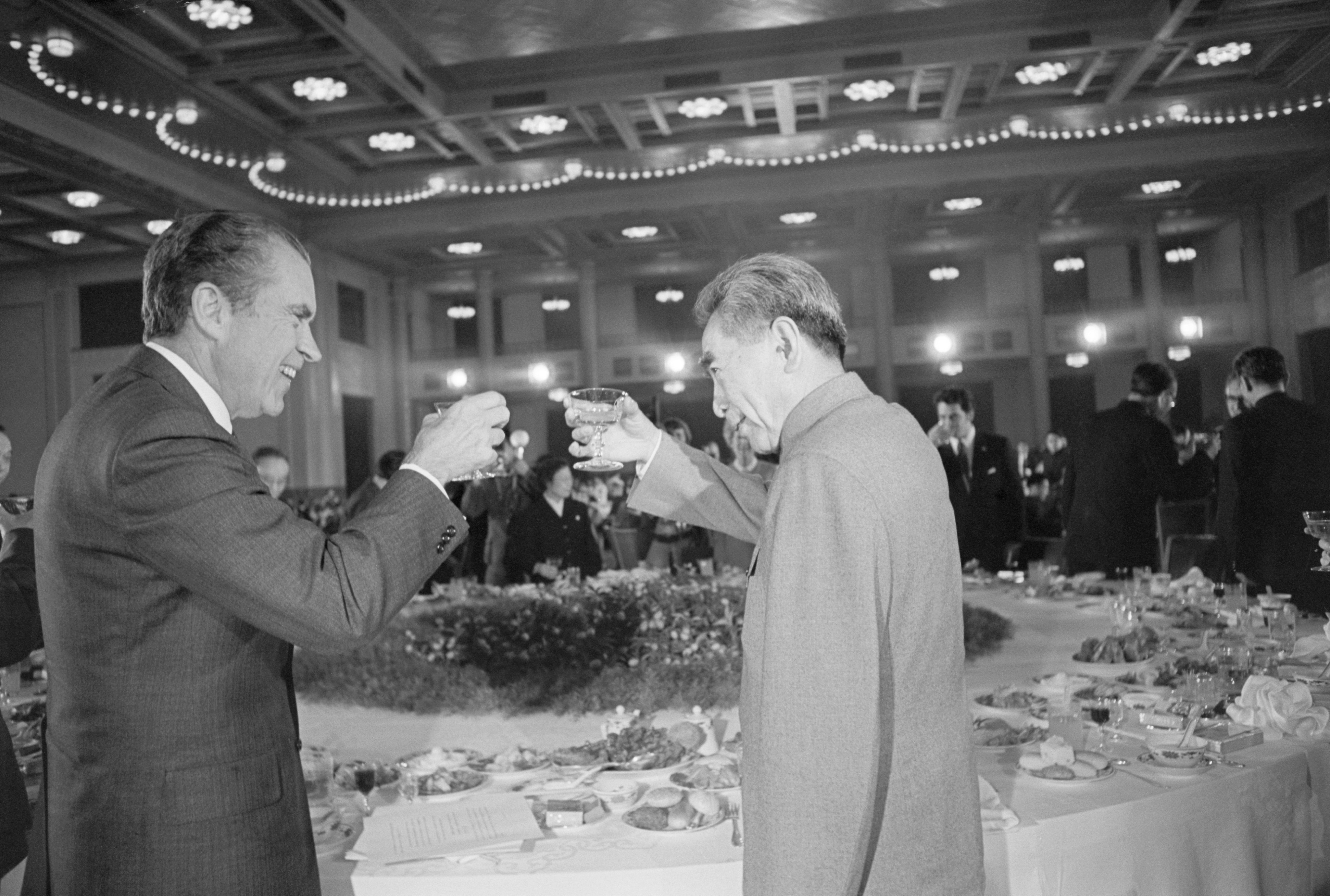 Pres. Nixon And Chou En-Lai Toasting