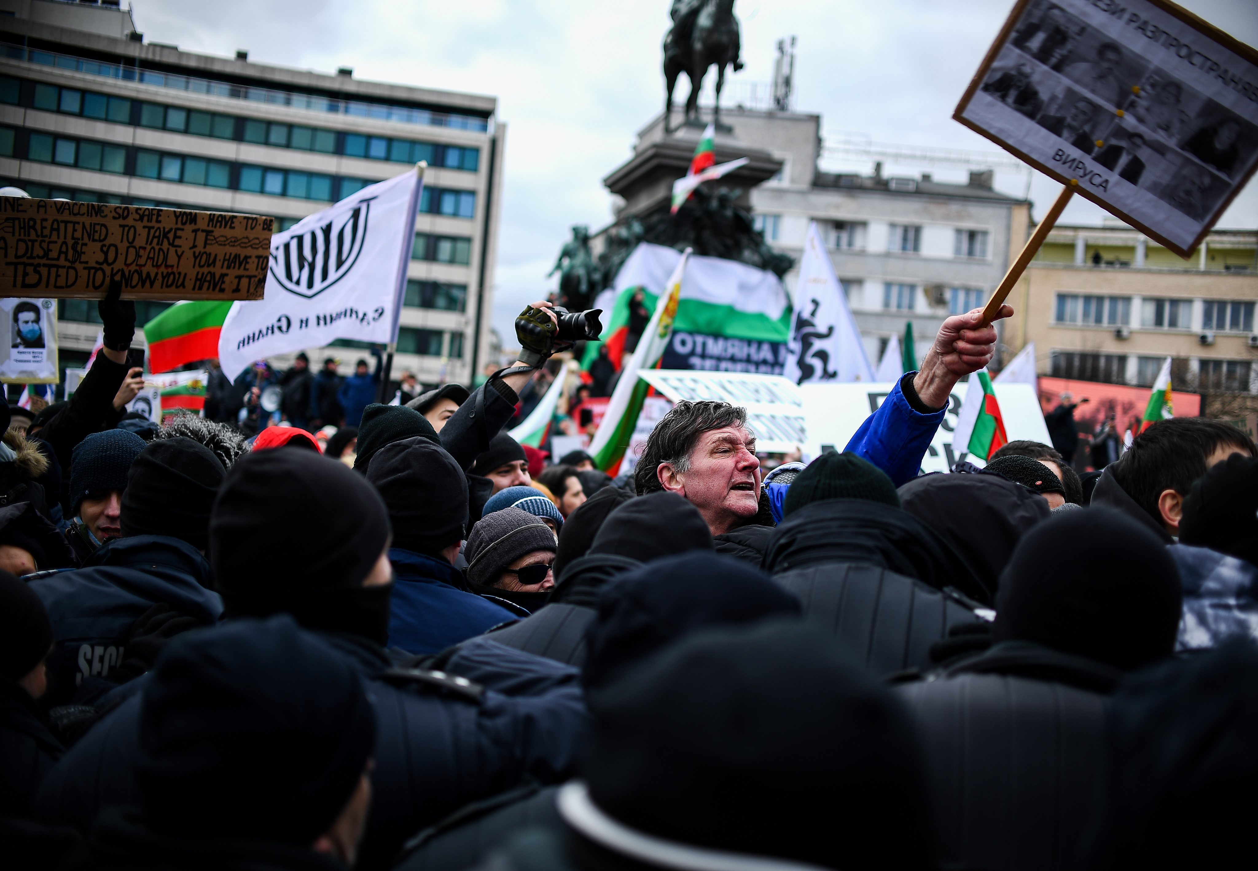 Anti-vaccine protest in Bulgaria