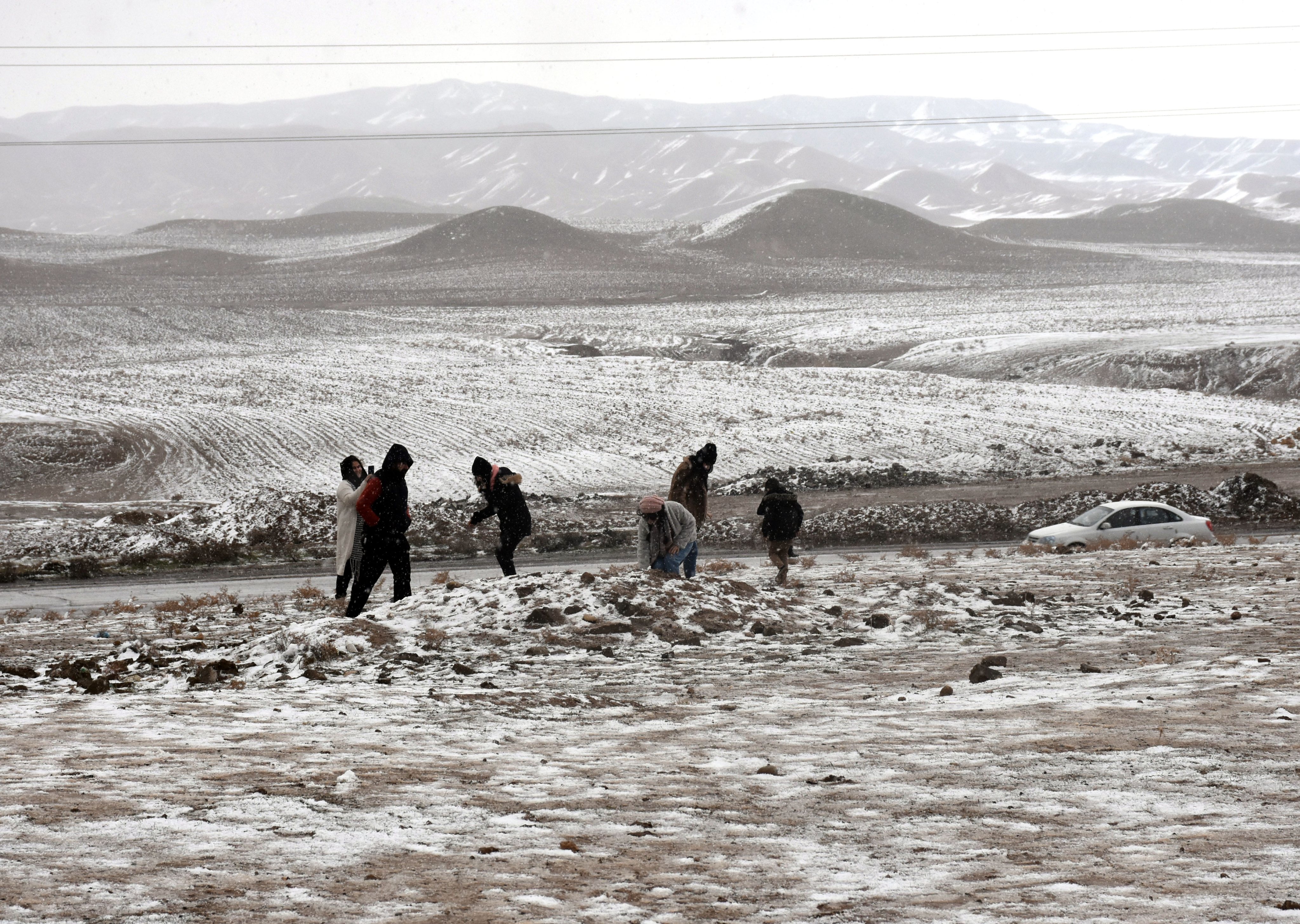 Queda de neve em Kirkuk, no Iraque, no dia 20 de janeiro