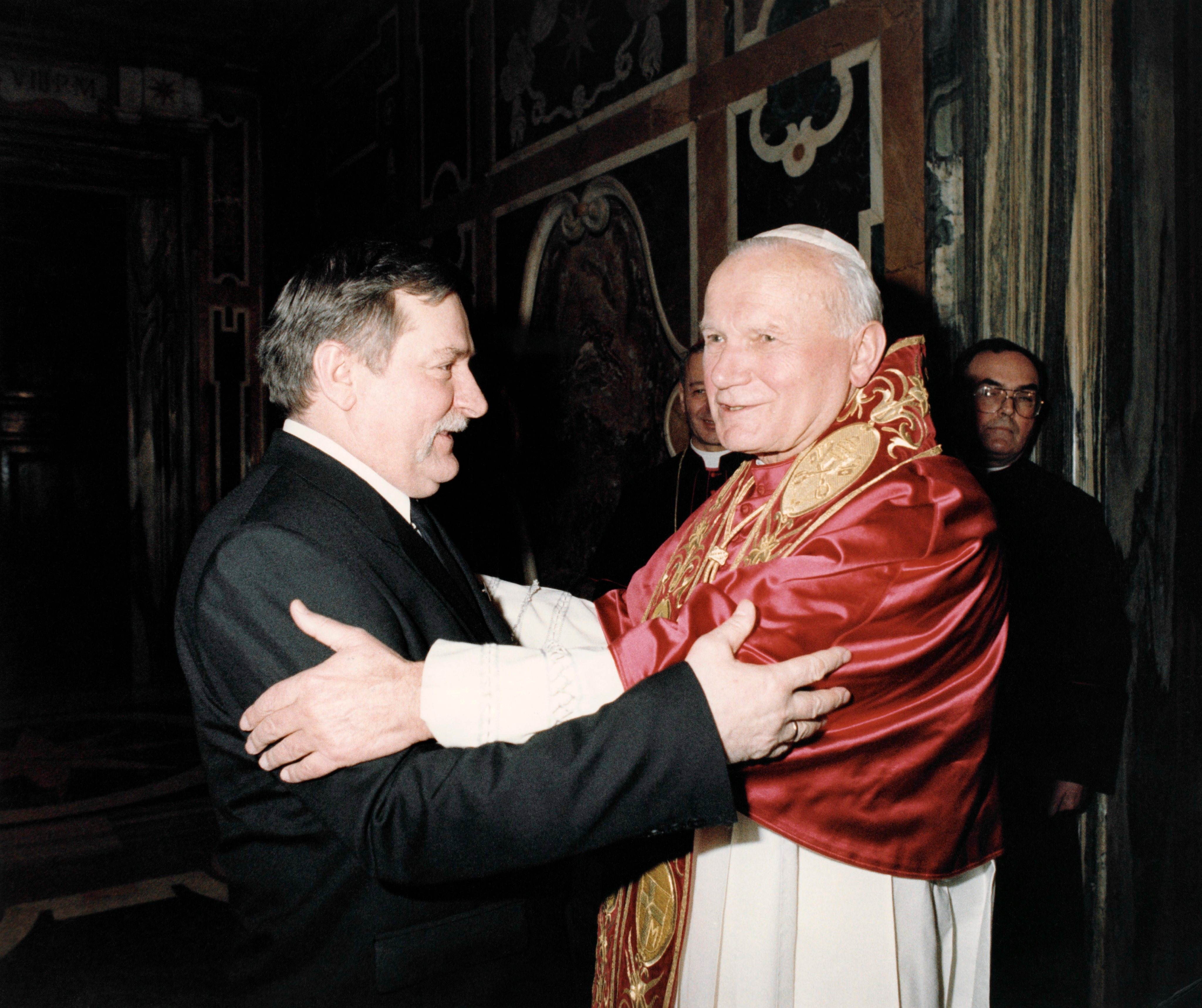John Paul II Meets President of Poland Lech Walesa