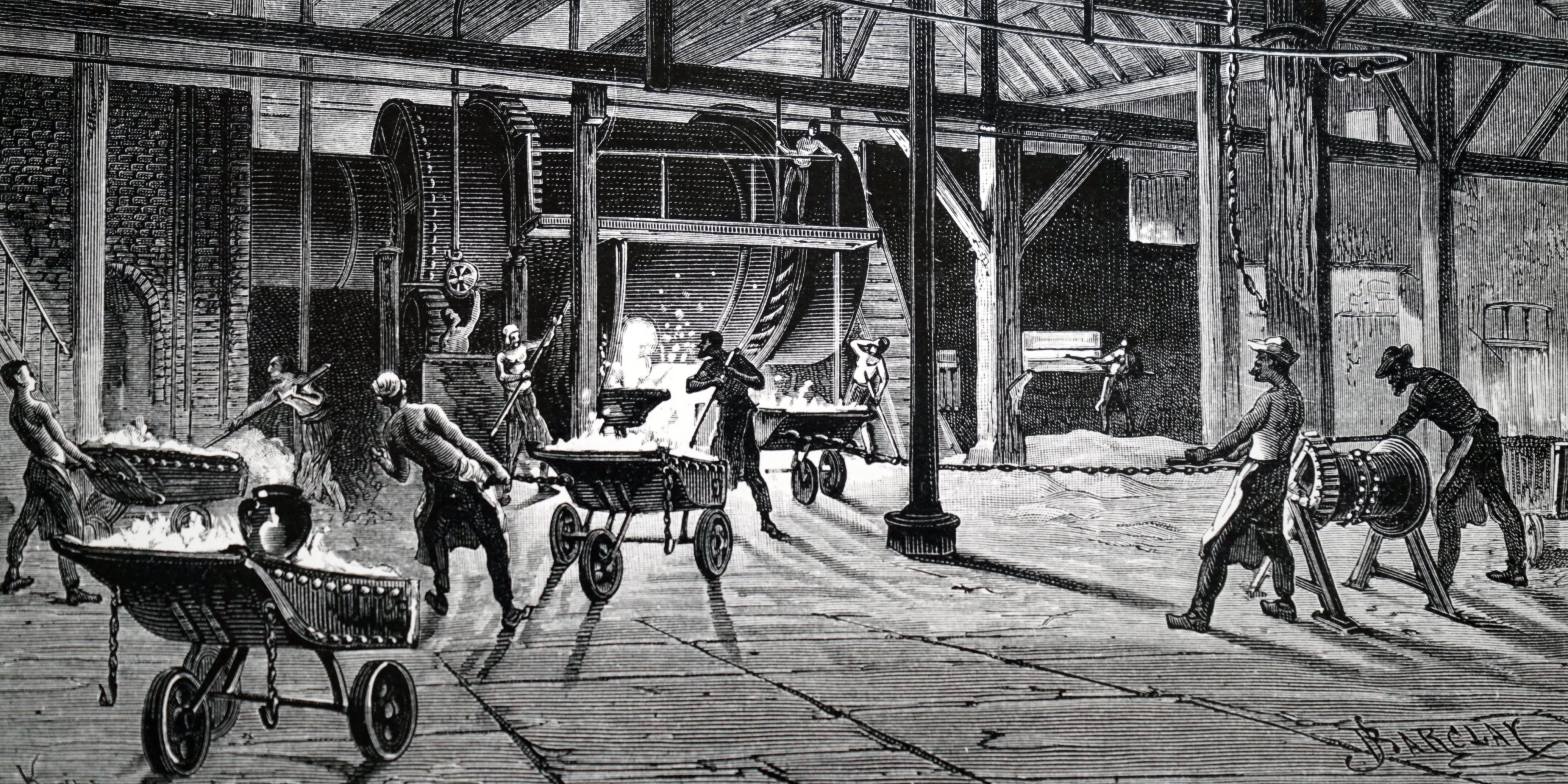 Engraving depicting the production of sodium carbonate