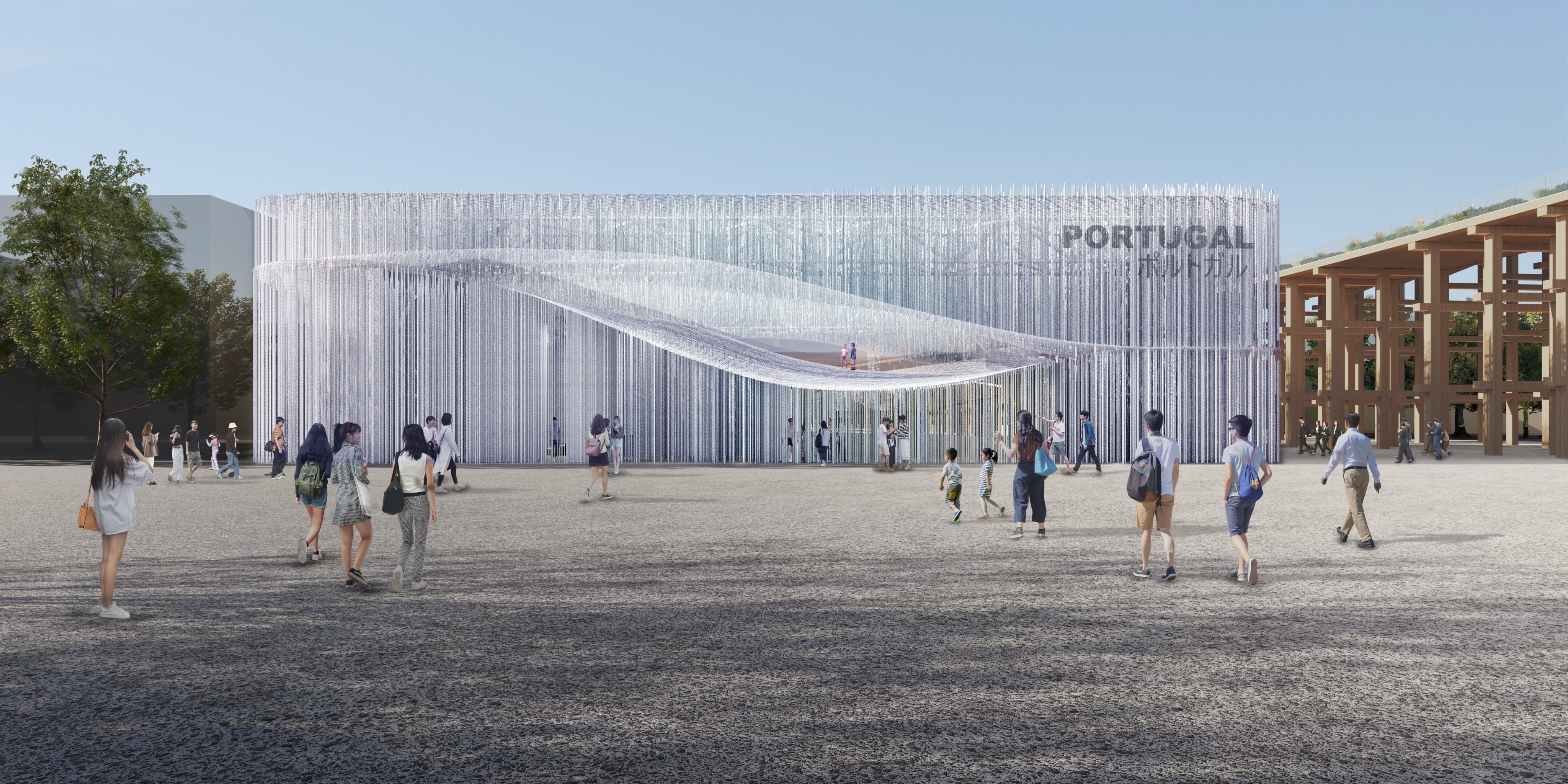 O futuro Pavilhão de Portugal na Exposição Mundial de Osaka 2025, projectado pelo arquiteto japonês Kengo Kuma