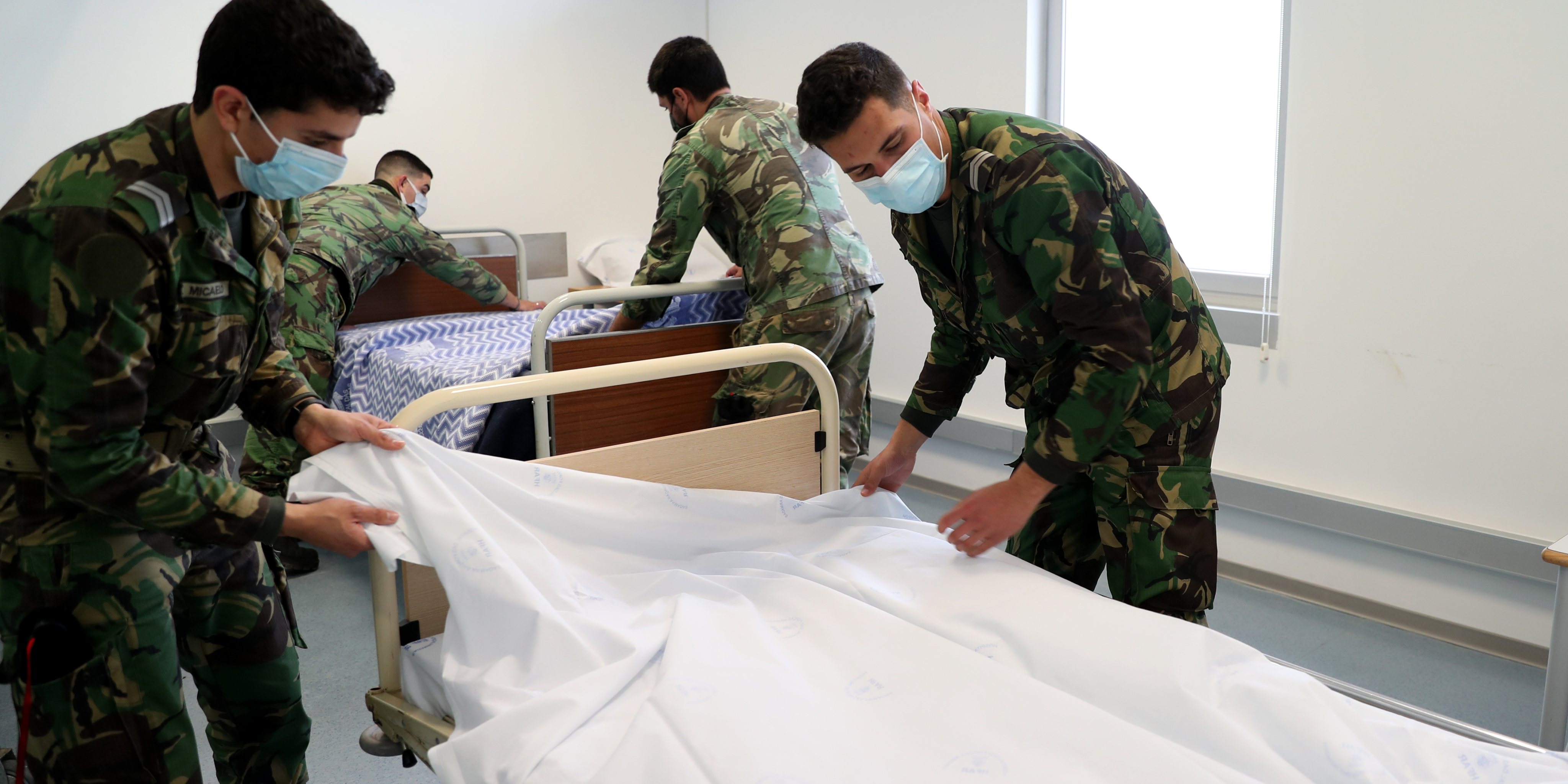 Portuguese President and Prime Minister visit new COVID-19 ward at the Military Hospital in Lisbon