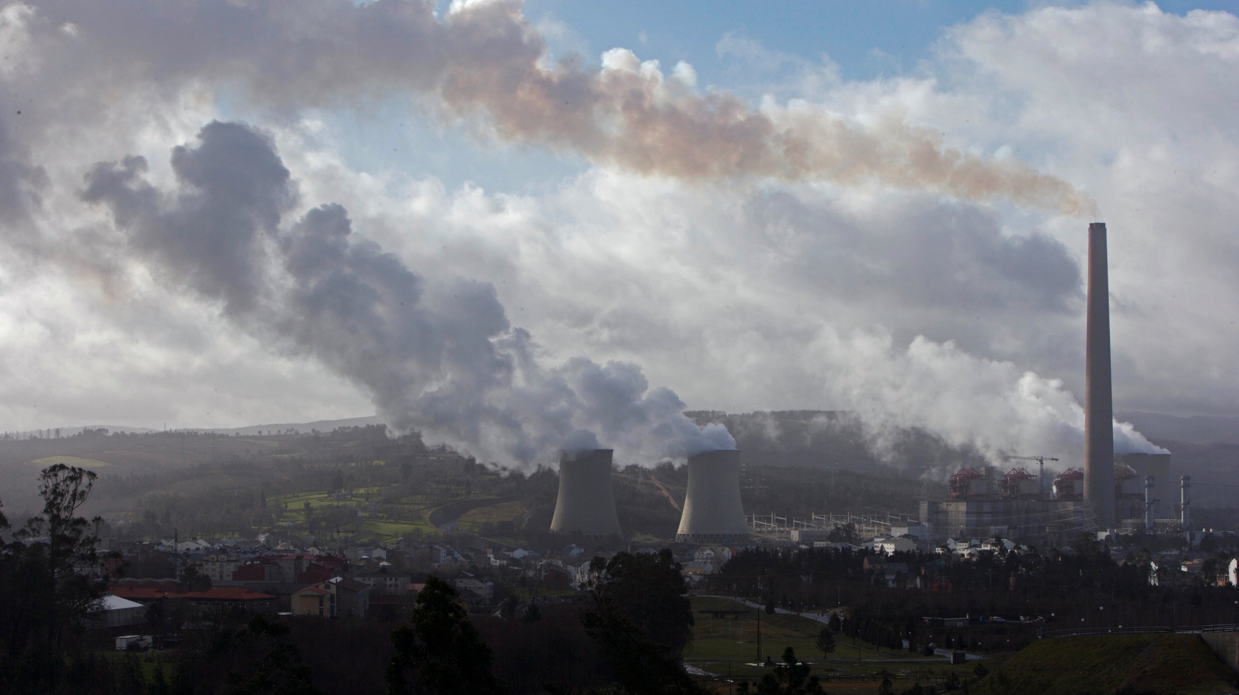 As Pontes, A Coruna, Spain. Coal-fired power station of Endesa. Pollution.