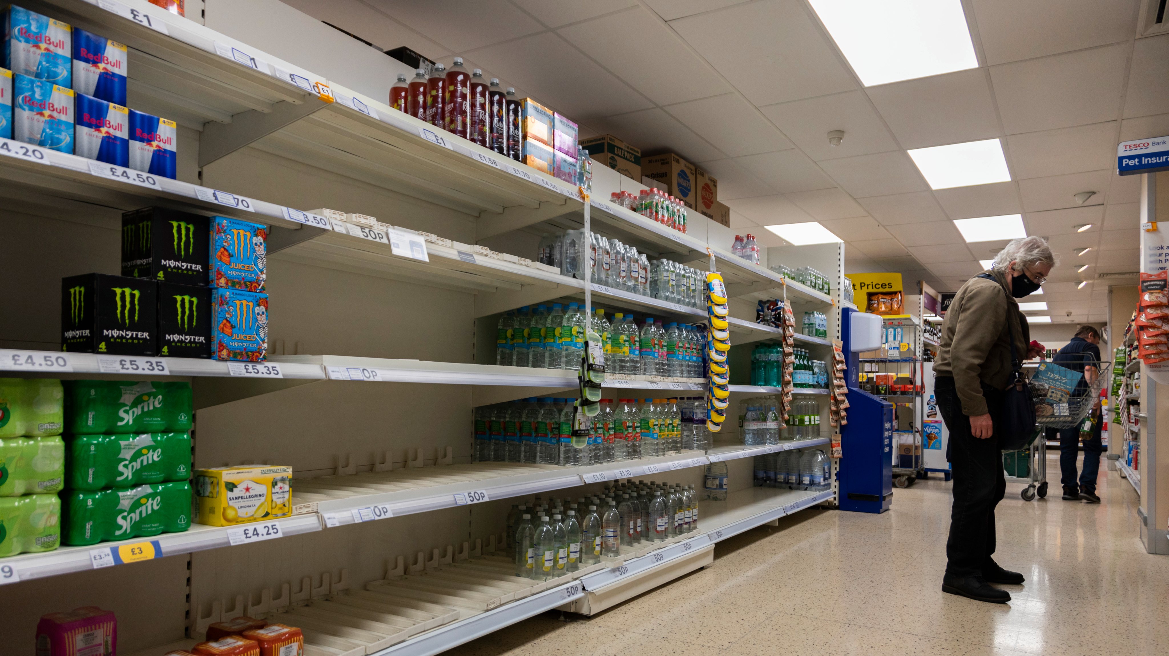 Empty Shelves In Supermarkets As UK Hit By Staff Shortages