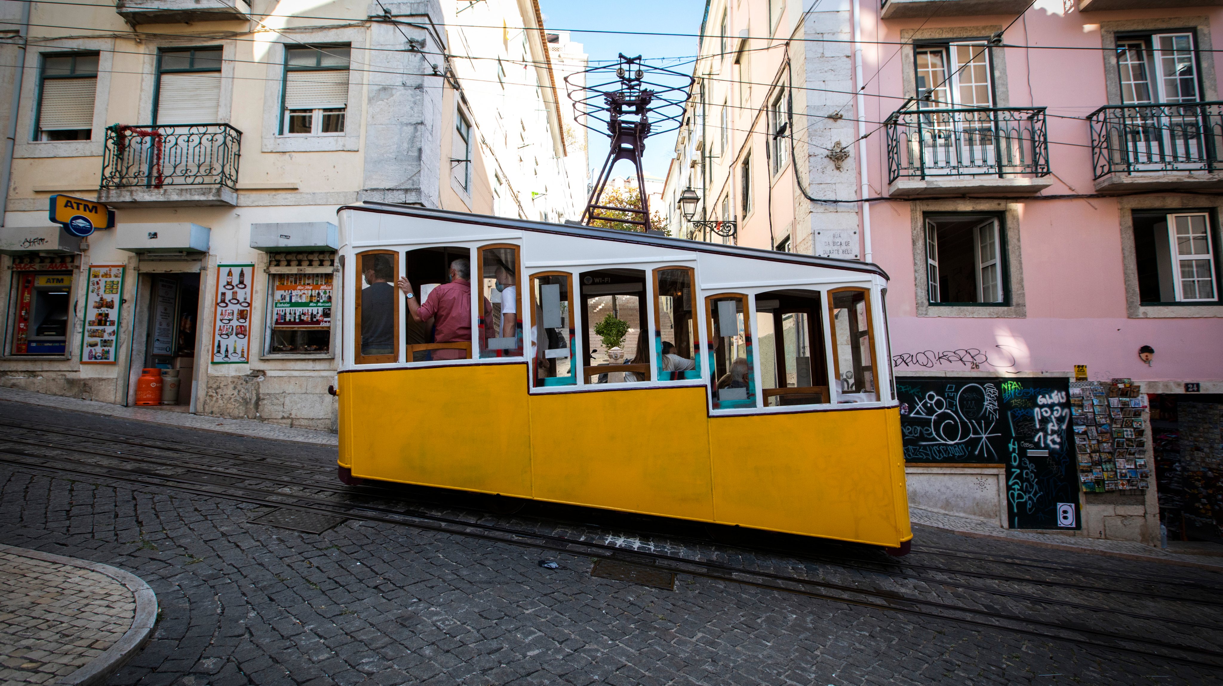 The Bica funicular is seen on the way up to &quot;Largo do
