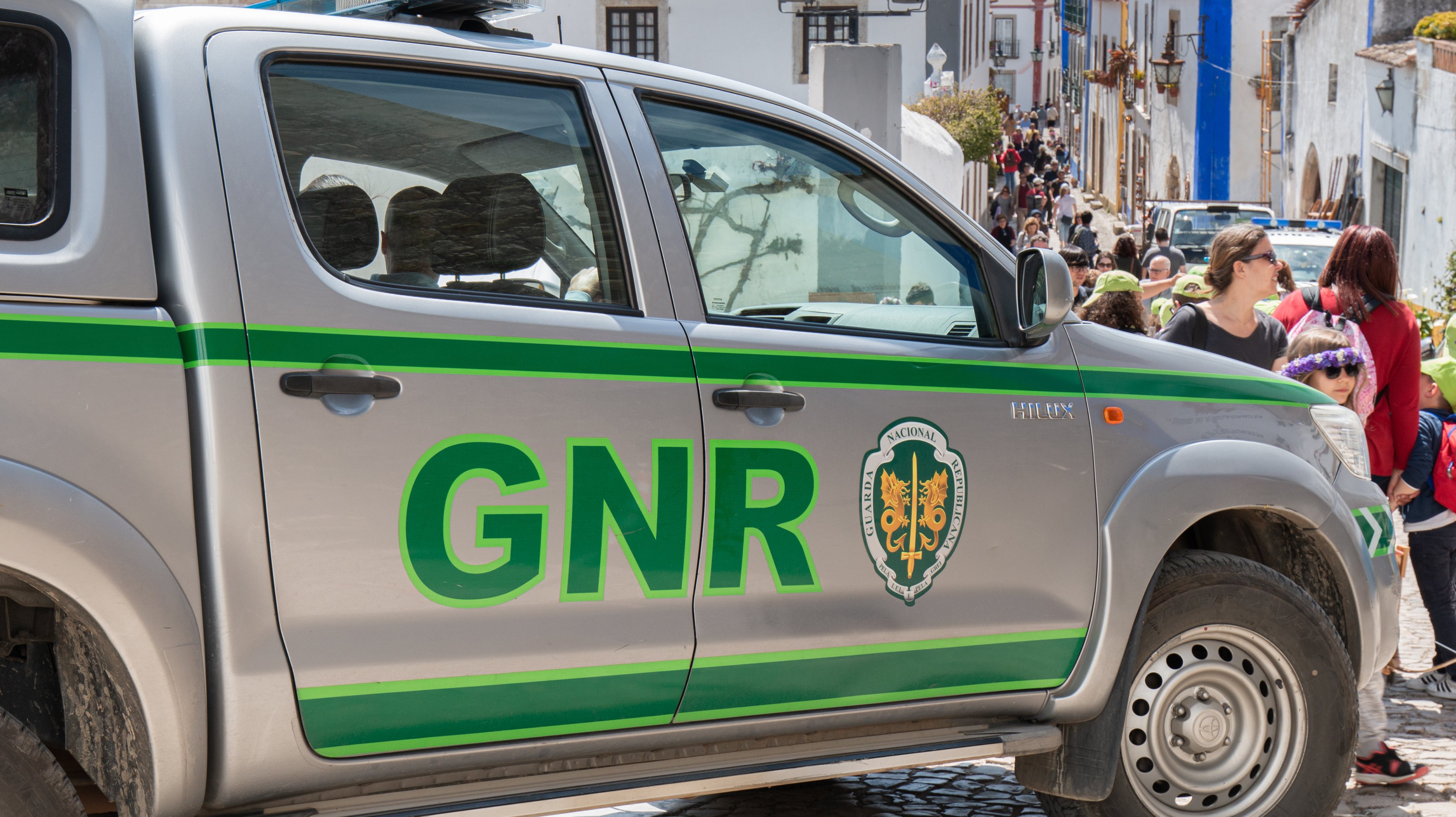car of the Republican National Guard (GNR) in  Obidos, Portugal