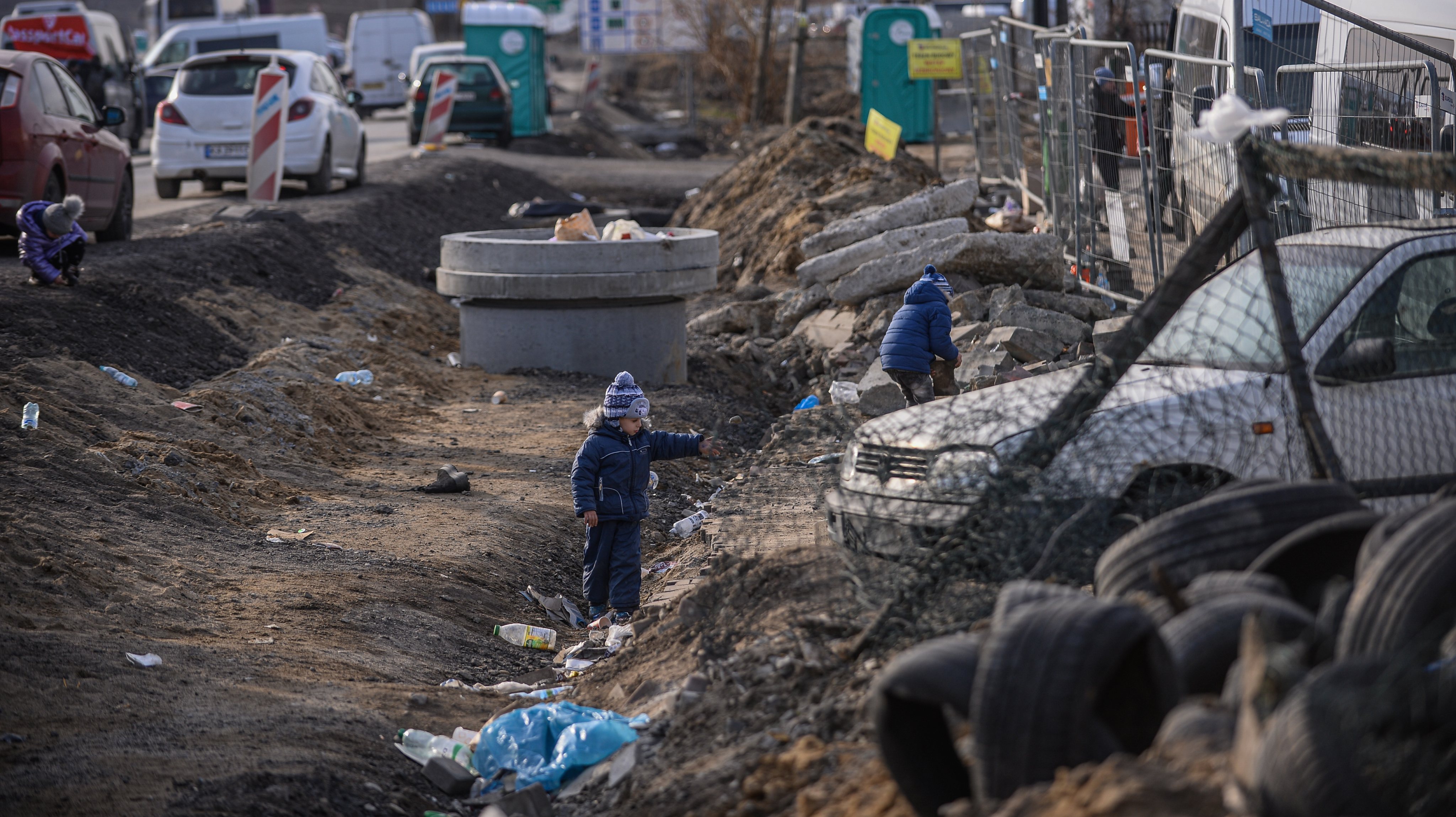 Refugiados da guerra na Ucrânia na fronteira polaca
