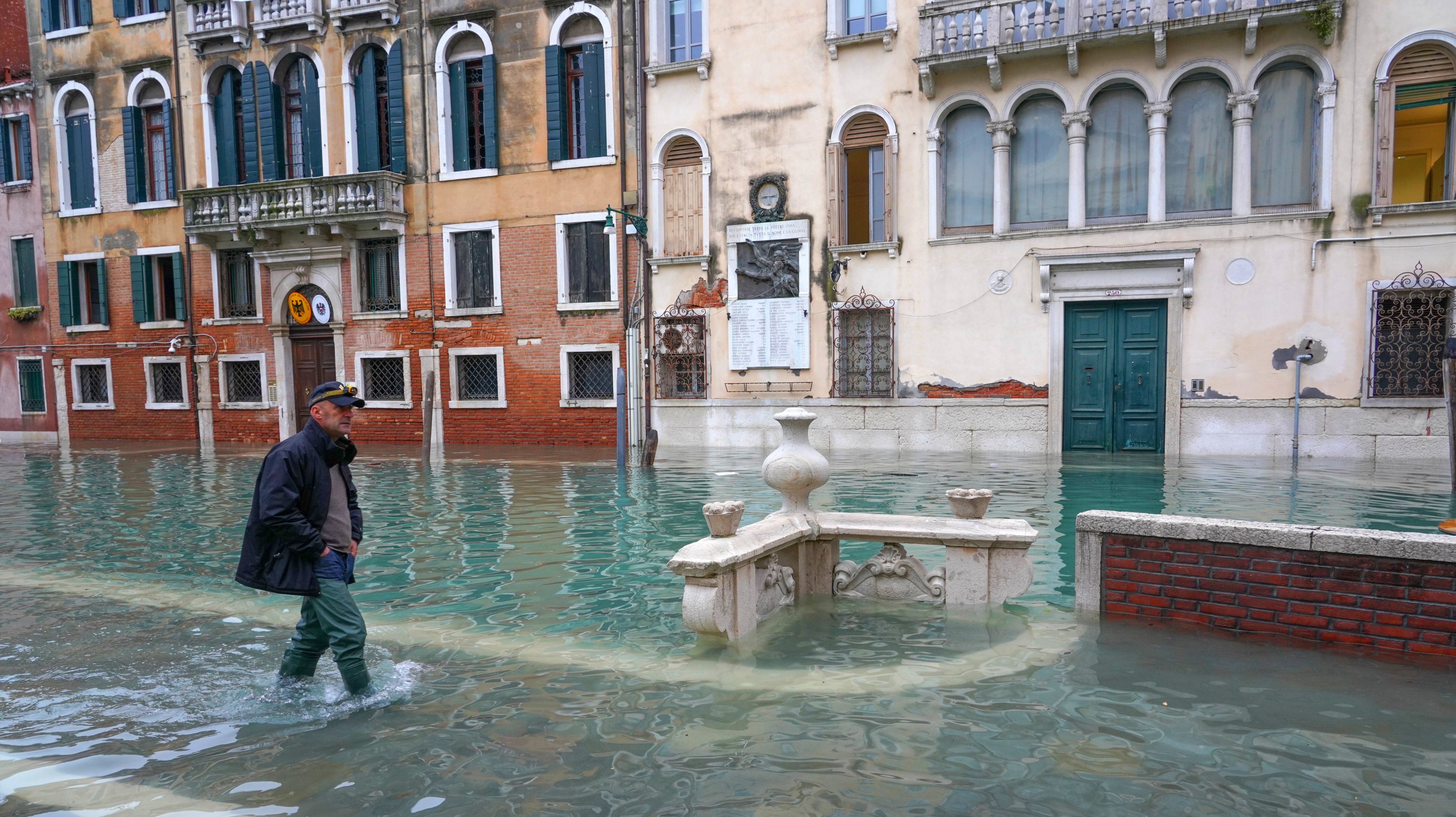 Fondamenta dei Tolentini during the high tide in Venice. november. Venice. Italy. Europe