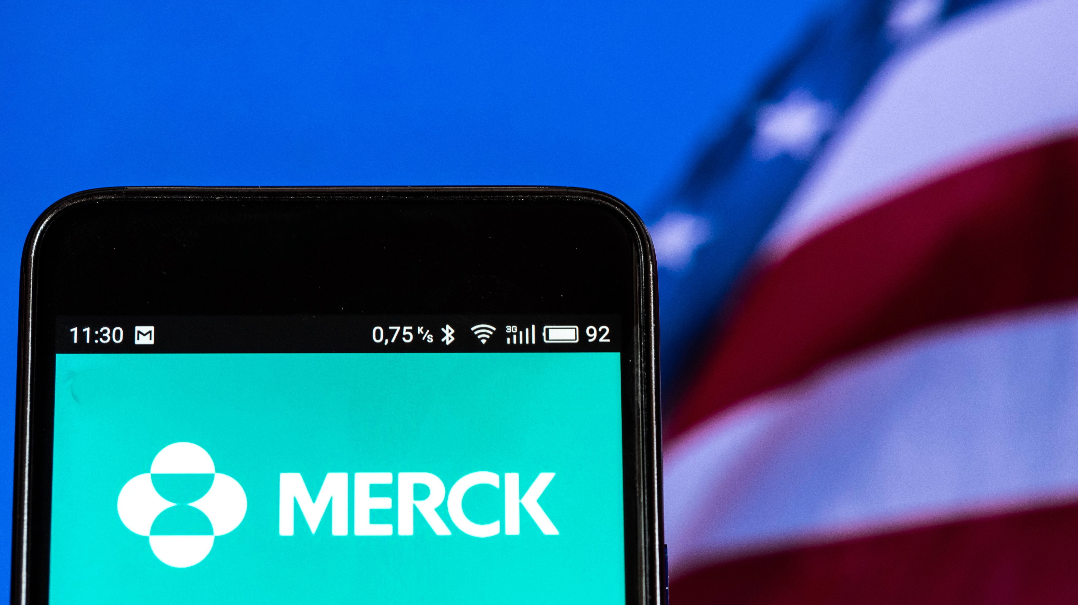 Merck &amp;amp; Co. logo seen displayed on smart phone. Merck &amp;amp;