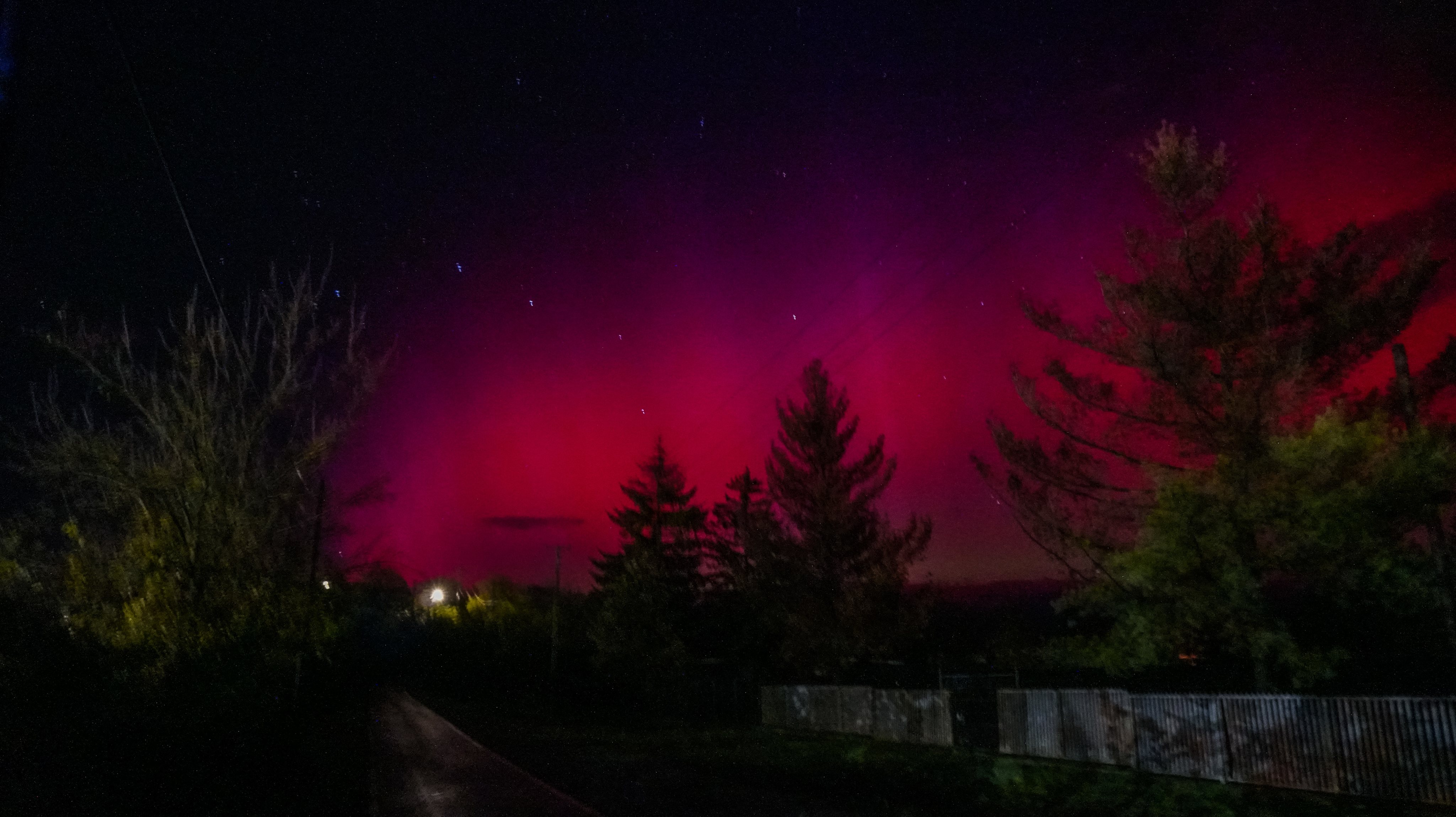 Northern lights or aurora borealis over the Bukk Mountains are seen in Bogacs, Hungary on 5 November 2023